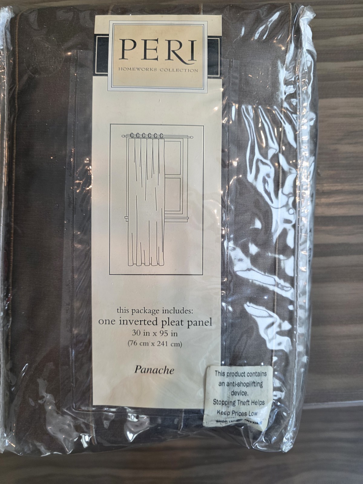 PERI Inverted Pleat 30” X 95” Panache Window Curtain Panel ~ Brown