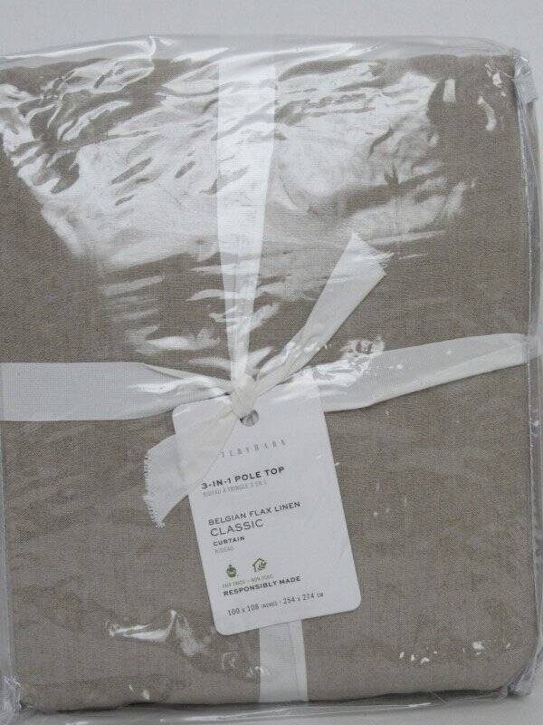 Pottery Barn Belgian Flax Linen Curtain Light Filtering 100 x 108″ Dark Flax NWT