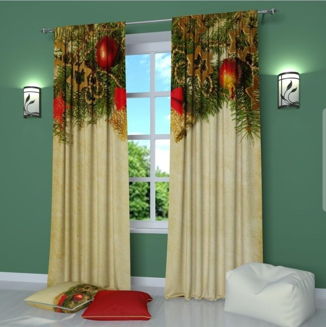 New Year’s Ring Christmas Print Curtains Christmas decor