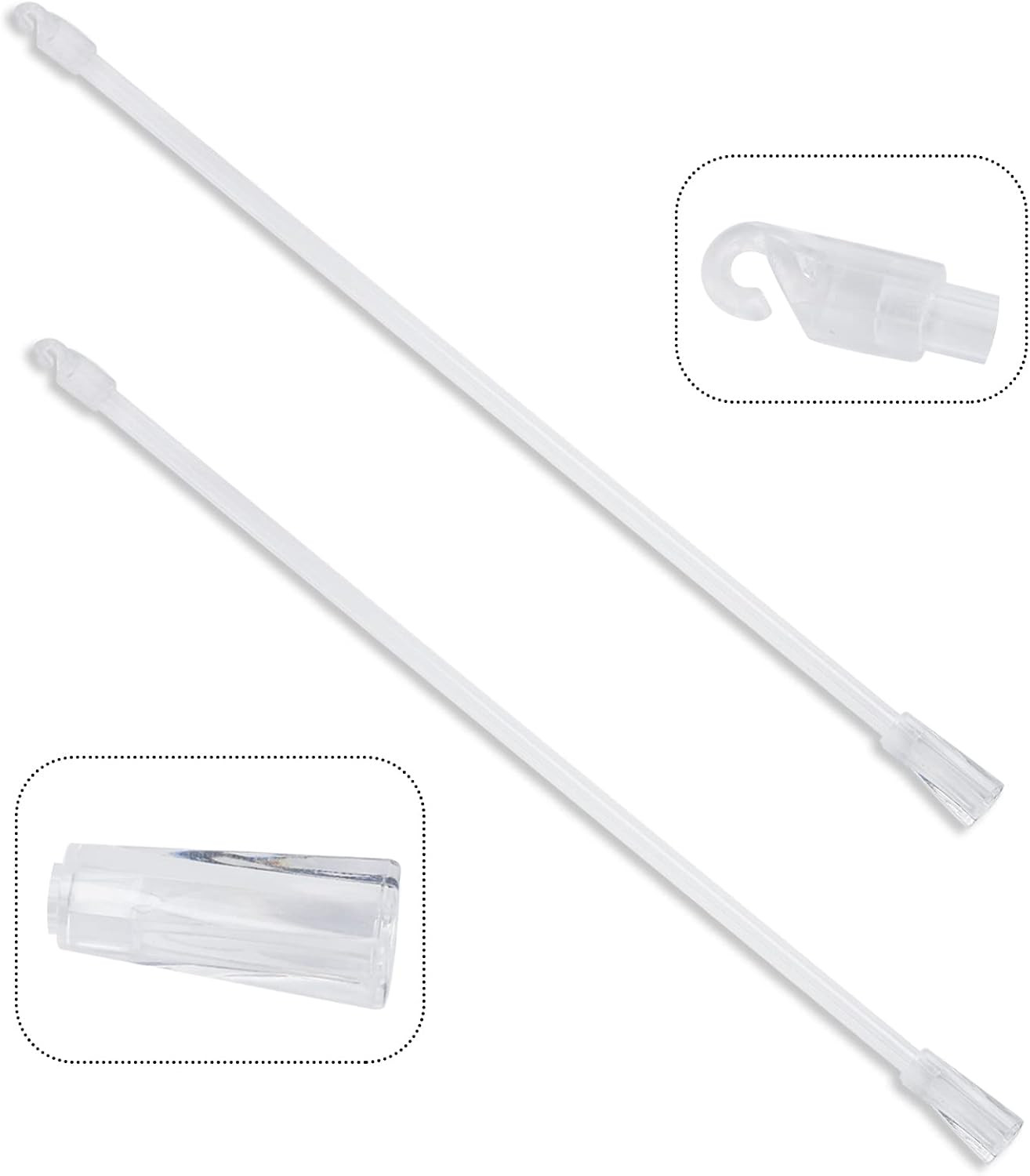2 Pieces 17 Inch Vertical Blind Wand Replacement – Clear Plastic Tilt Rod