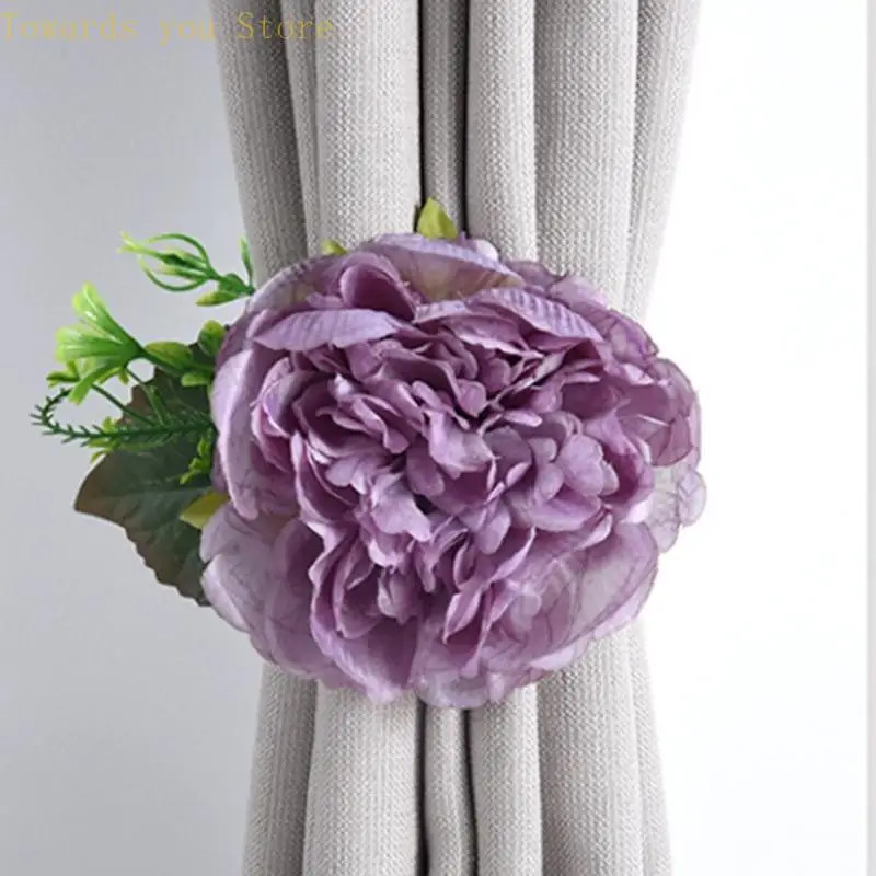 Cloth Flower Curtain Tie Backs Peonys Curtain Tieback Clip Decorative Rope Holdb