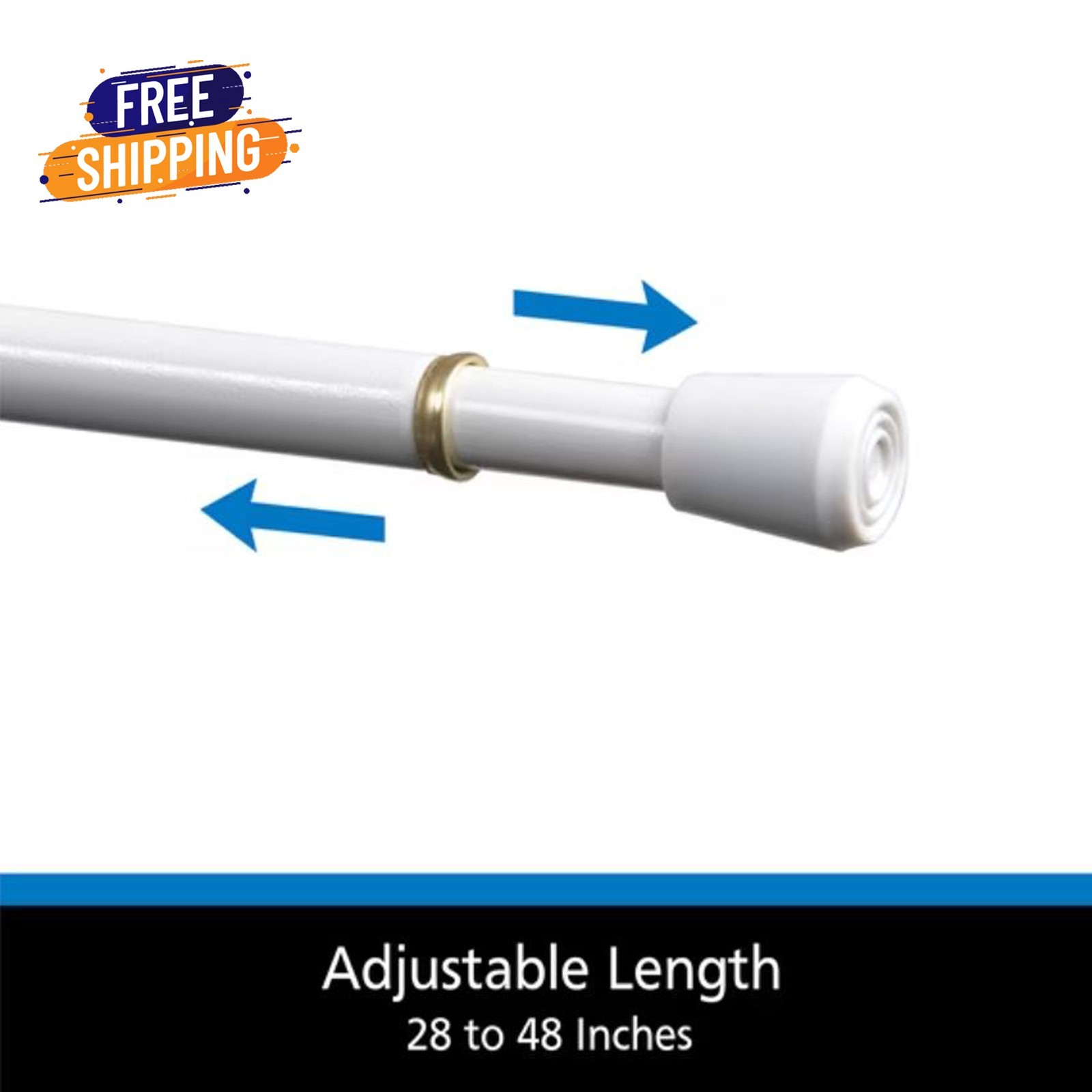 Mainstays Adjustable Spring Tension Curtain Rod 28-48 in White 7/16 Steel