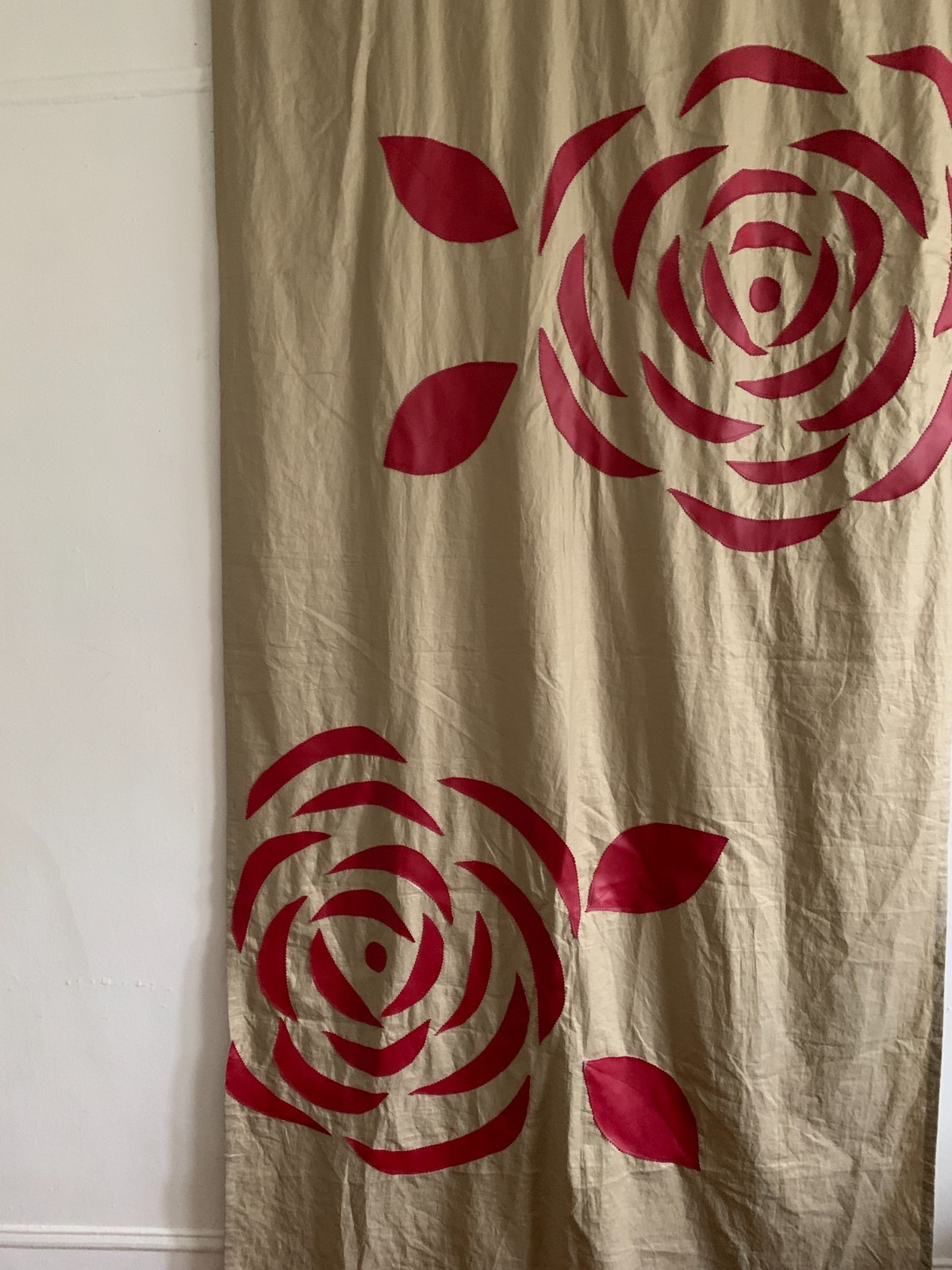 Vintage Large Flower/ Rose Pattern Appliqué Panel 46″W x 100″L