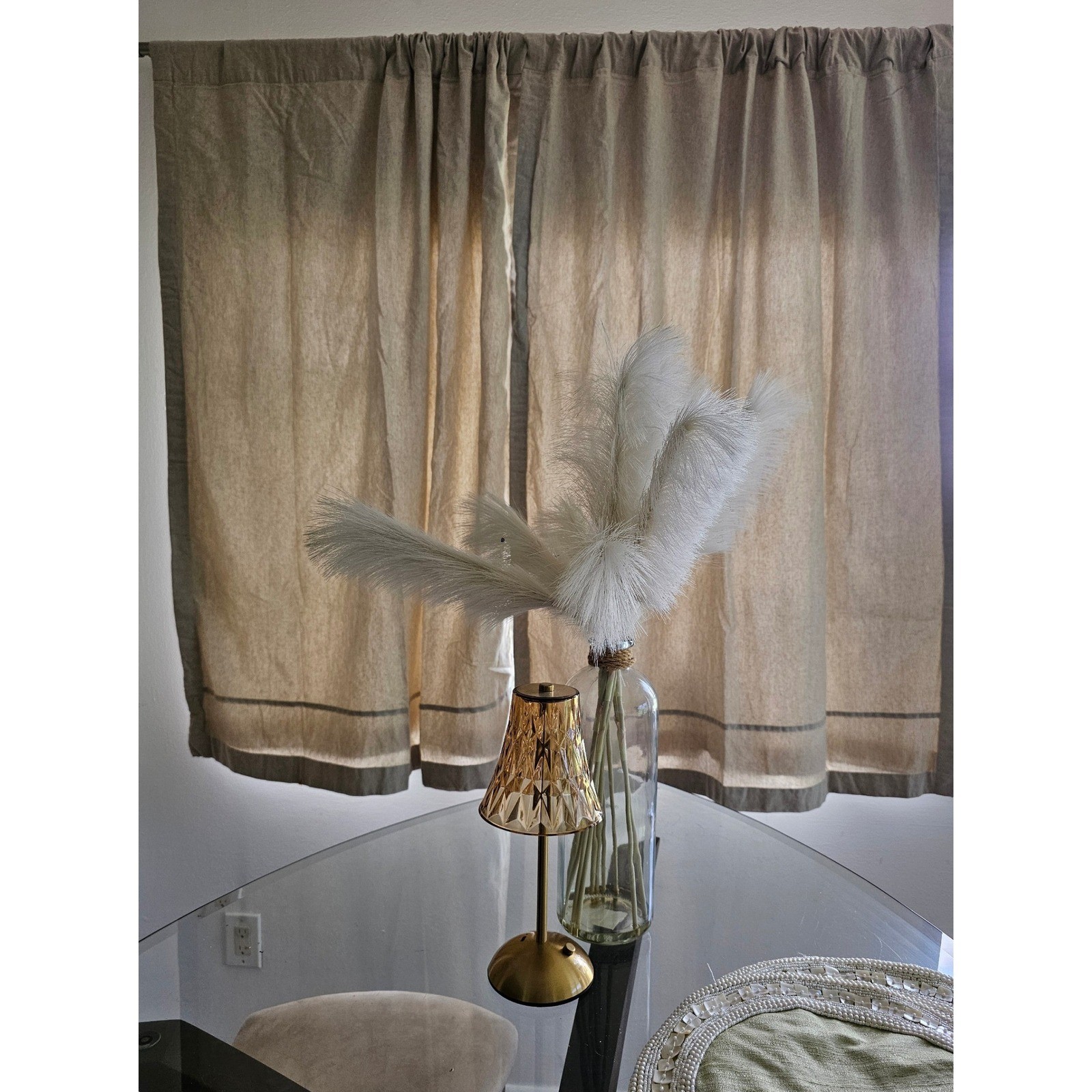 Beige Linen Blend Rod Pocket Curtain Panels Set of 2 Heavyweight Textured Drapes