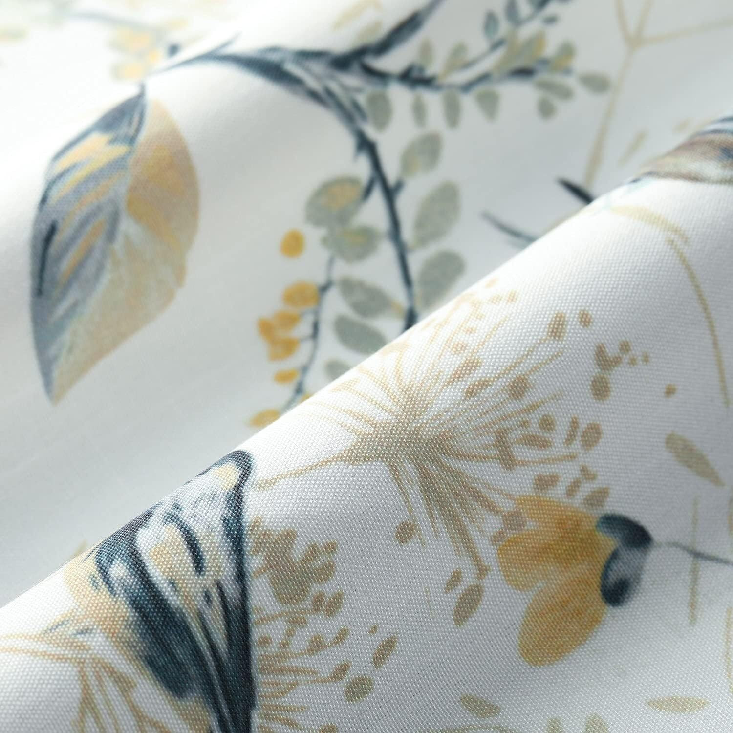 Farmhouse Bird Print Curtains 108″ Long, Grommet Drapes, 2 Panels Set