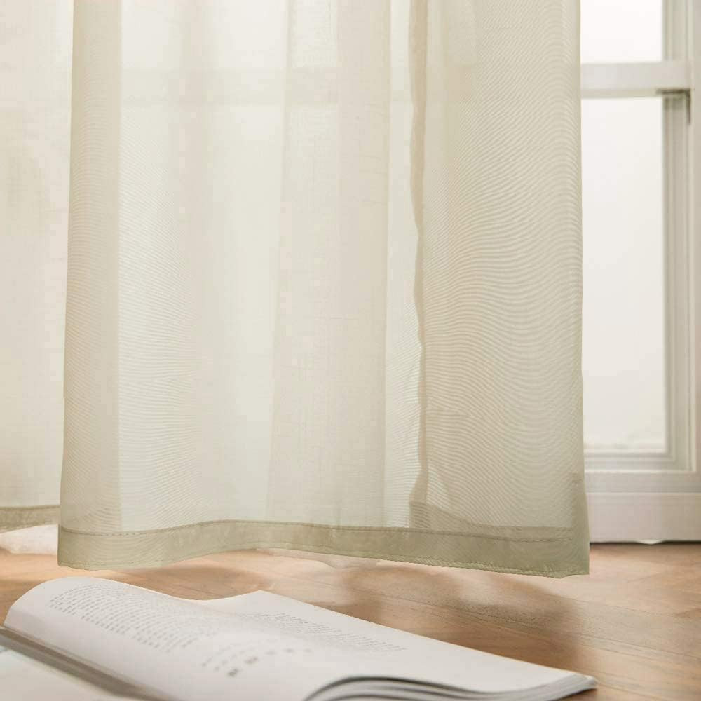 MIULEE Solid Color Sheer Curtains 63 Inches Long 2 Panels Set – Elegant Lightwei
