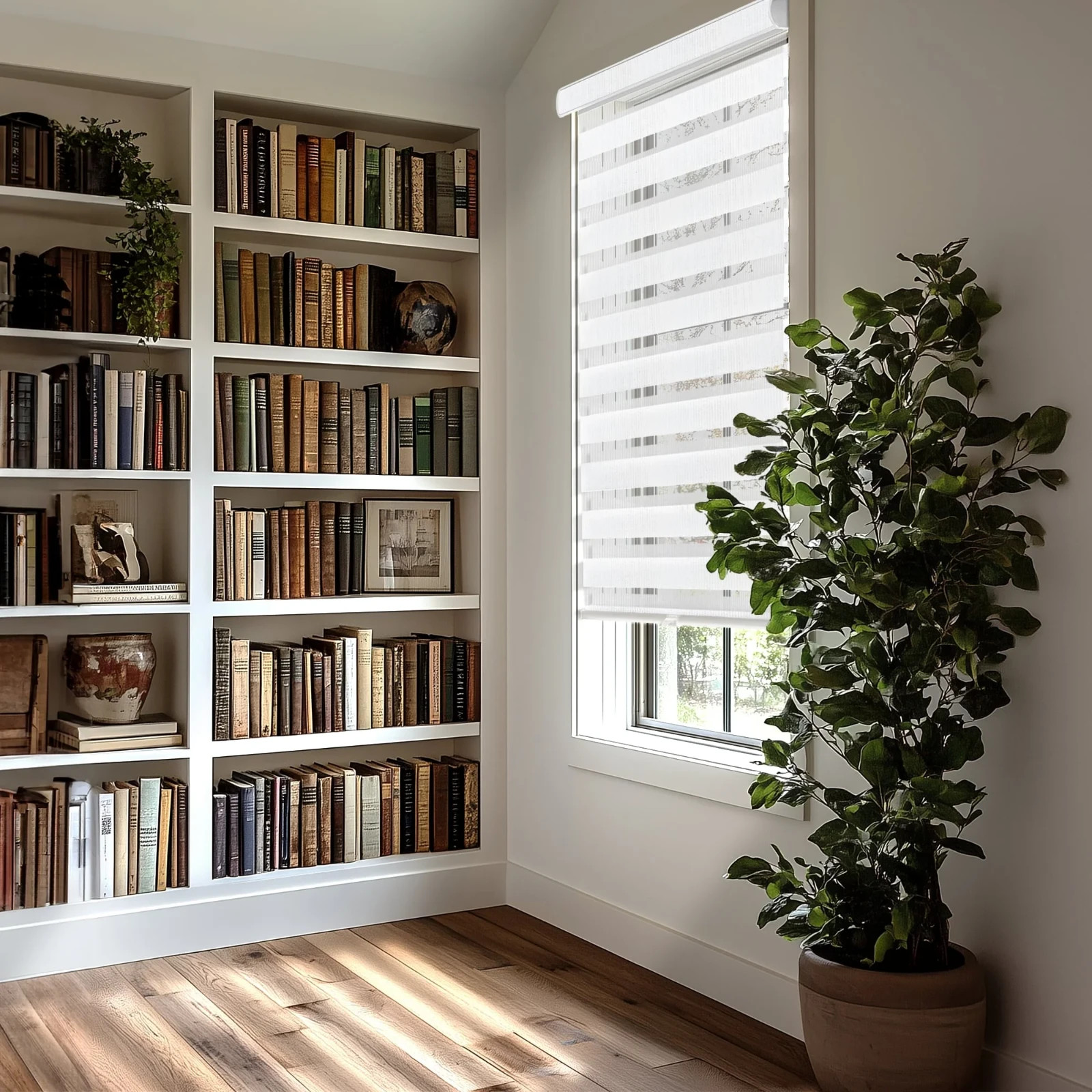 Basic Arctic Cordless Dual Layer Zebra Roller Window Shade – 35″ W x 72″ L