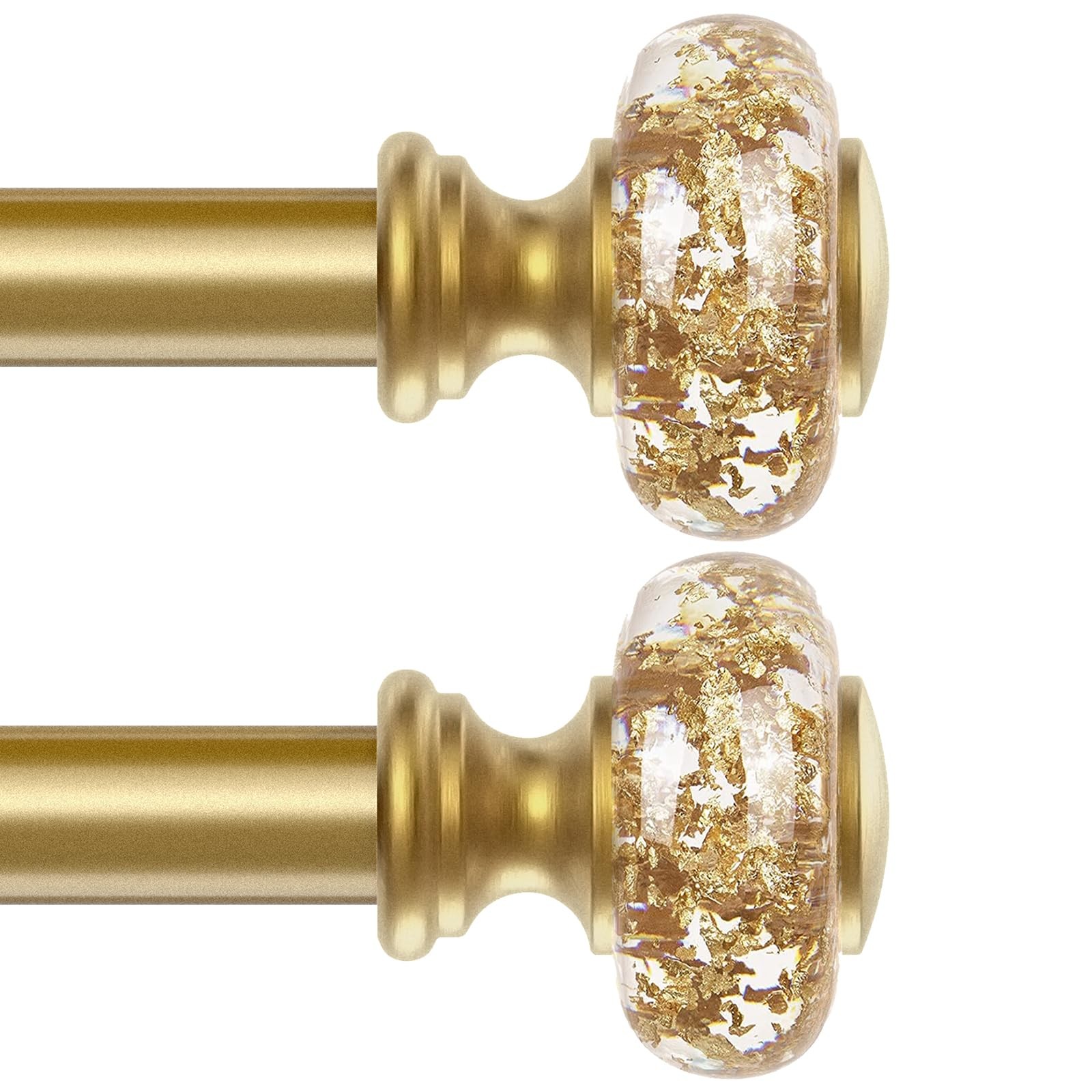 Voreff 2 Pack Gold Curtain Rods Windows 66-120 Inch 1 Inch Adjustable Acrylic