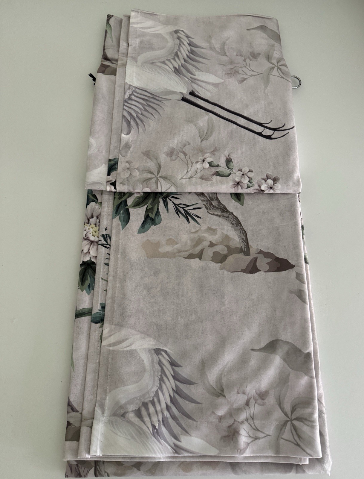 CALLISTO Window Curtains 2 Panels 38 X 84″ Heron Birds Drapers Back Tab Grey