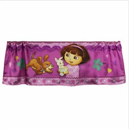 NEW Dora the Explorer Pets Window Valance 50×17 inch Pink Purple Satin Puppy Dog