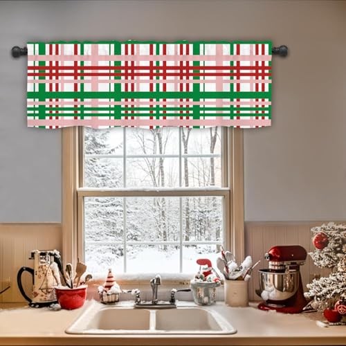 Christmas Valances for Windows, 54 x 18 Inch 18.1″W x 53.9″L (Pack of 1) Red