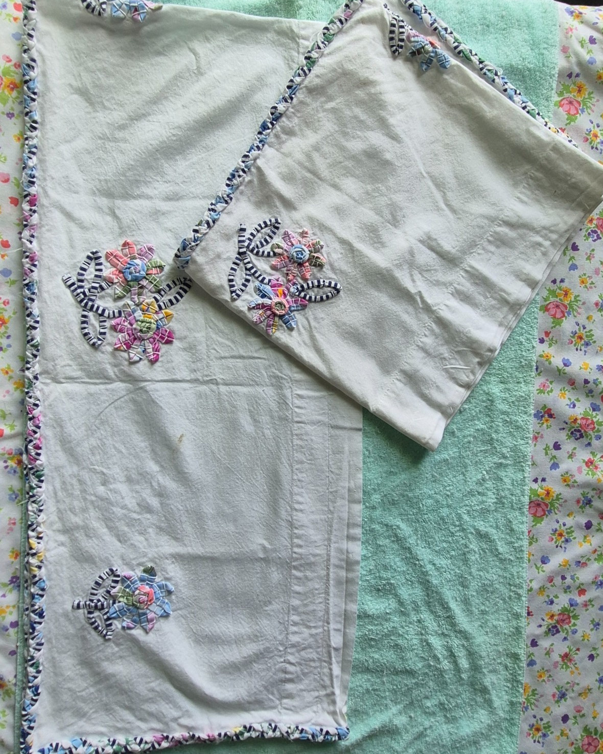 White embroidered curtain valance elegant edging cottage