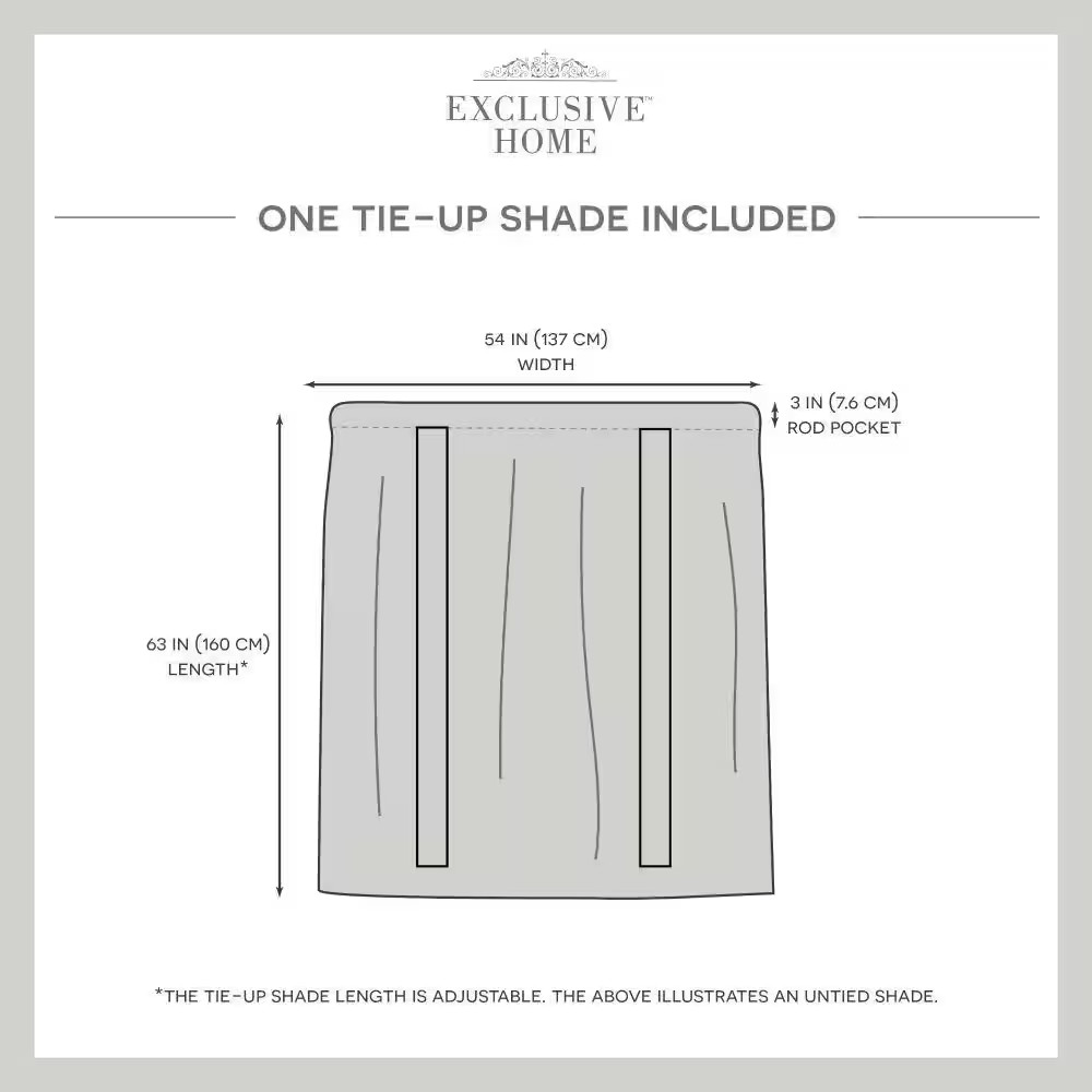 Loha Natural Solid Light Filtering 3″ Rod Pocket Tie up Shade, 54 In. W X 63 In.