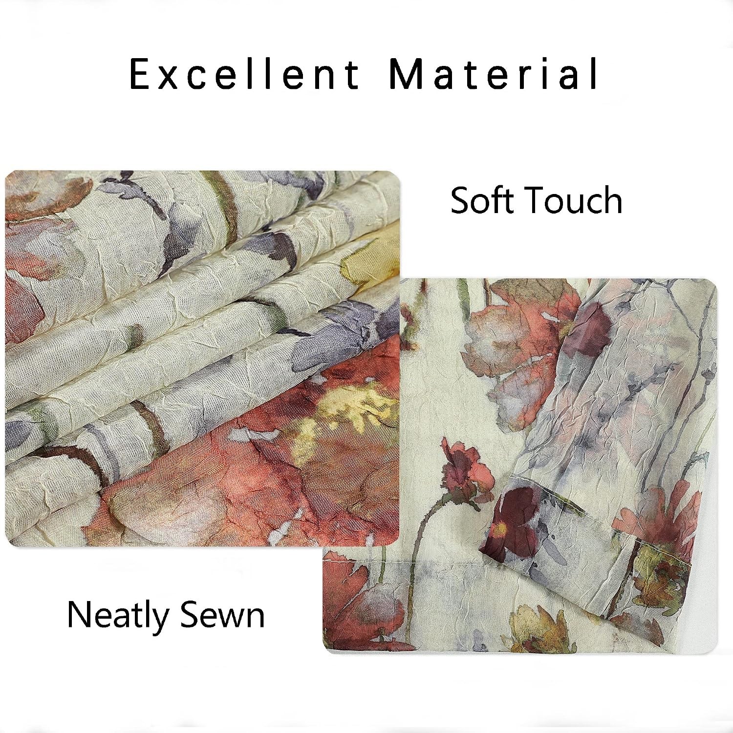 Multi Color Crushed Velvet Sheer Floral Curtain Panels 42×63 Inches 2 Pack