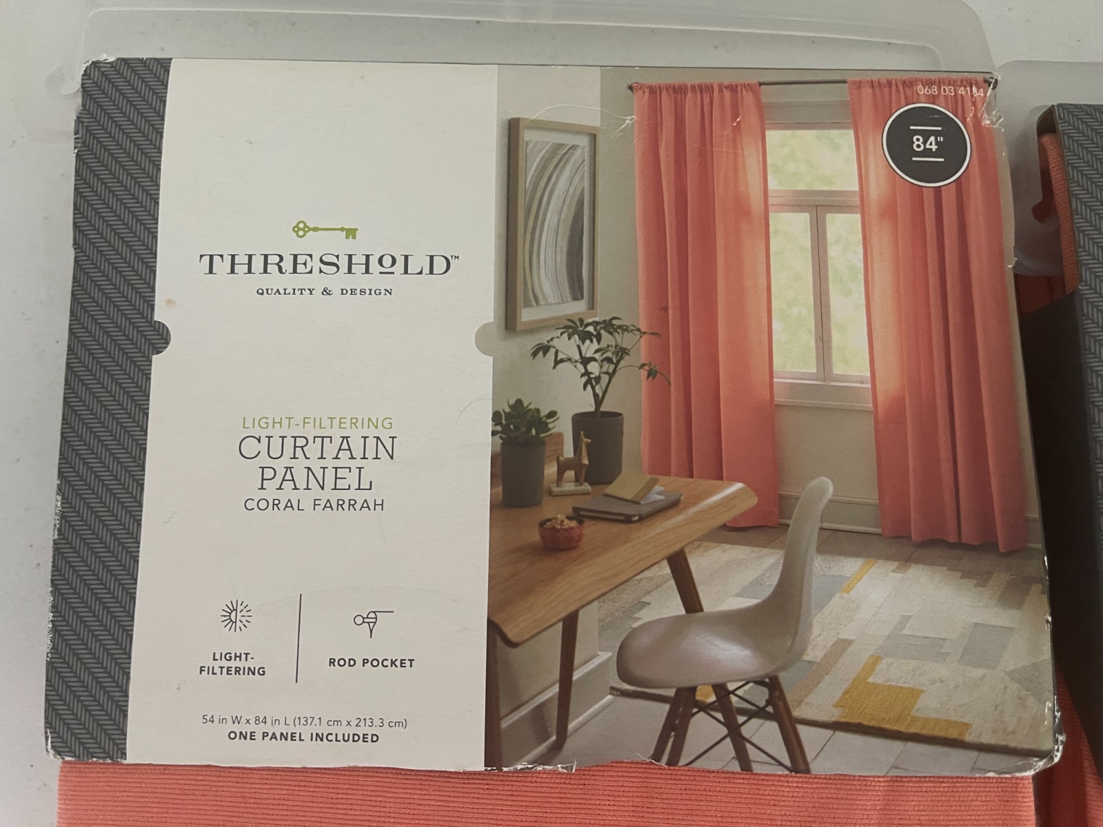 Threshold Light-Filtering Curtain Panel 54 X 84 Coral Farrah Set of 2 Panels NEW