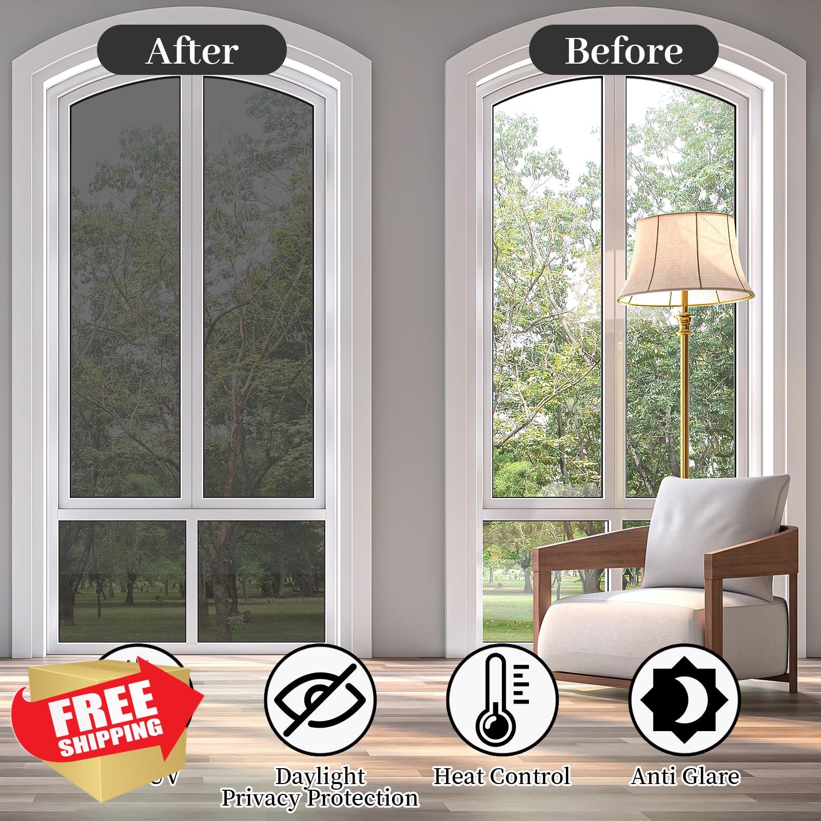 Niviy Black Silver 17.7″x118″ One Way Window Film