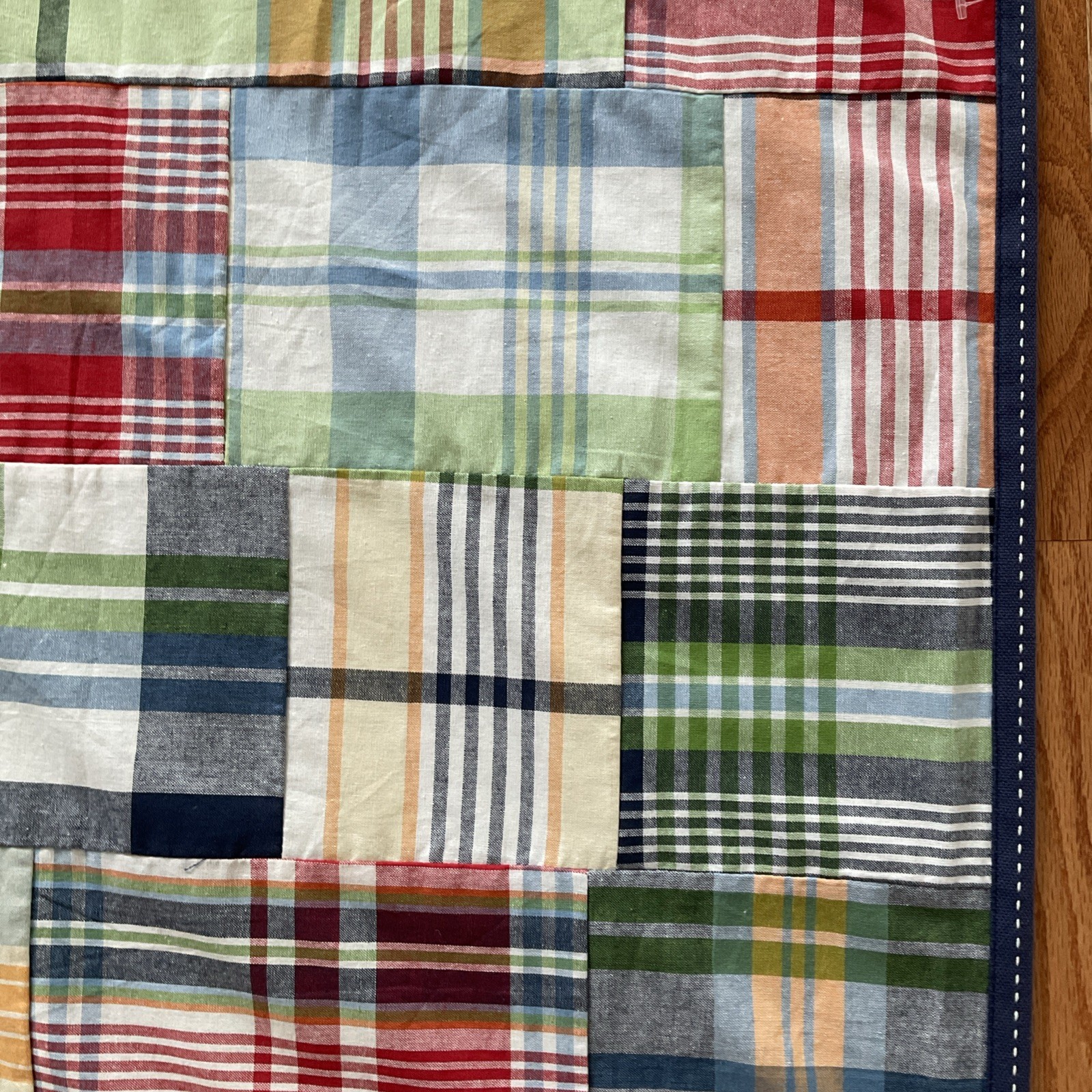 2 Pottery Barn Kids Madras Patchwork Plaid Curtain Panels 44×96 Lined
