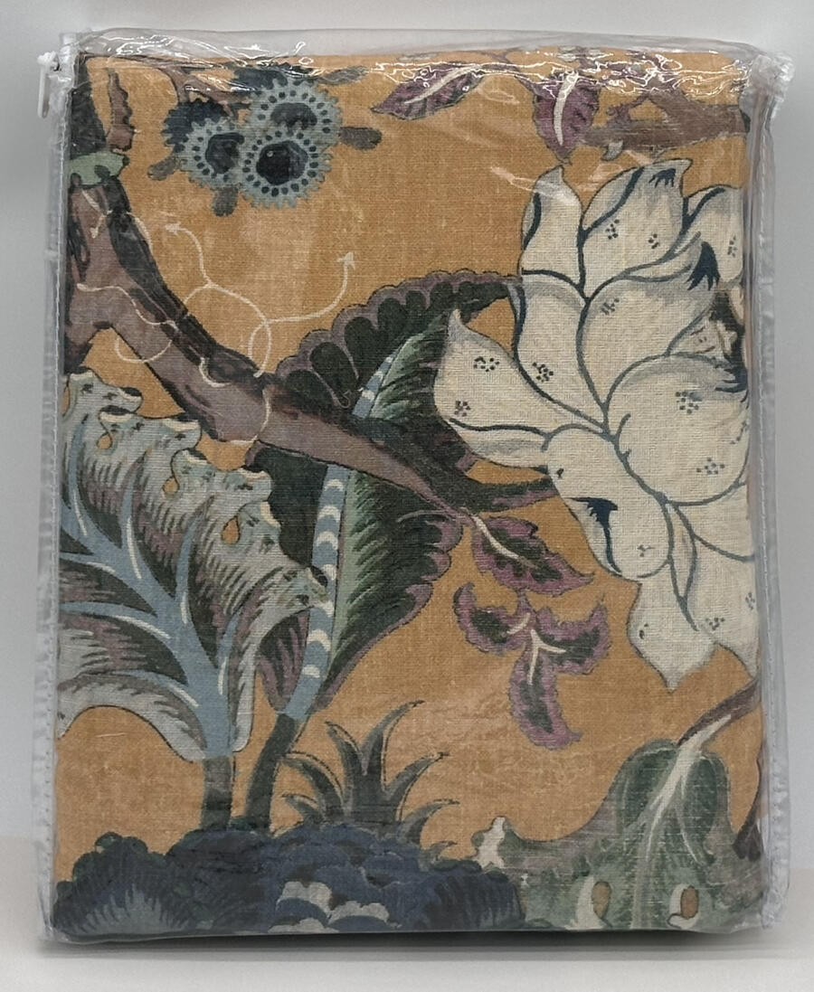 Pottery Barn Dahlia Floral Printed Cotton Drape Curtain (1) ~ 50 x 96 ~ Yellow
