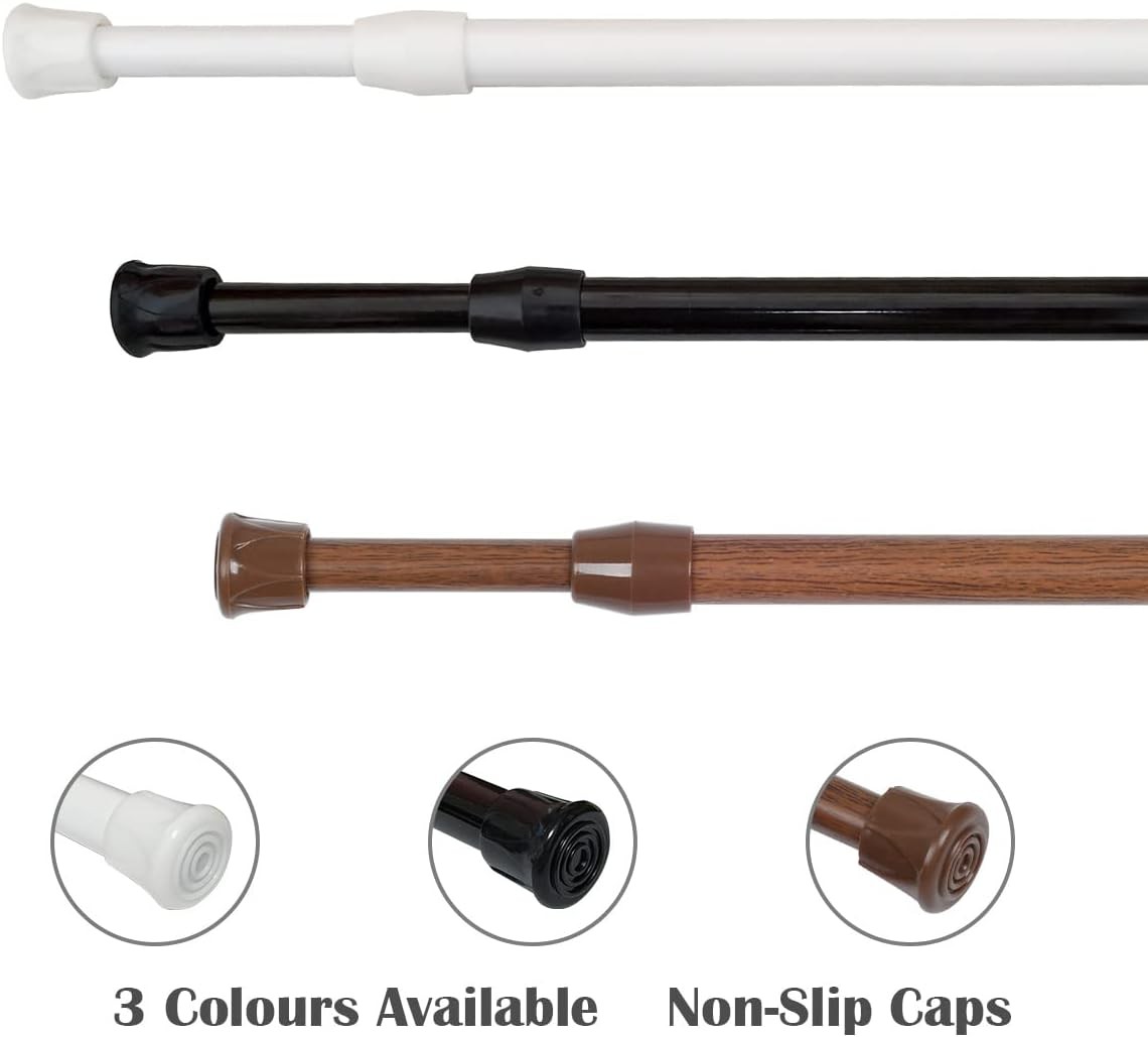 2 Pack Adjustable Spring Tension Rods 16-28 Inch, No Tools Curtain Rod, White