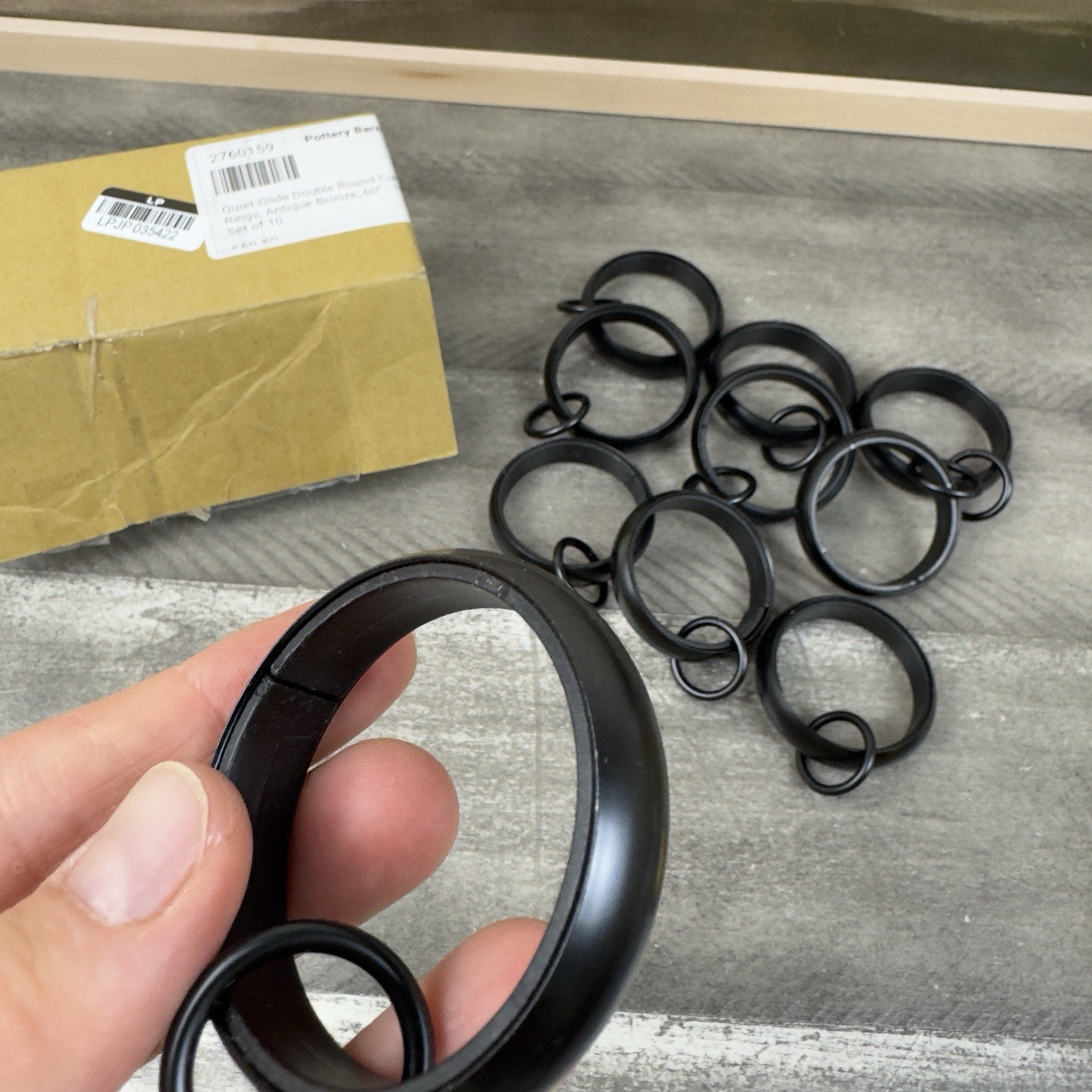 Pottery Barn Quiet-Glide Double Round Curtain Rings 1.25” Set/10 Antique Bronze