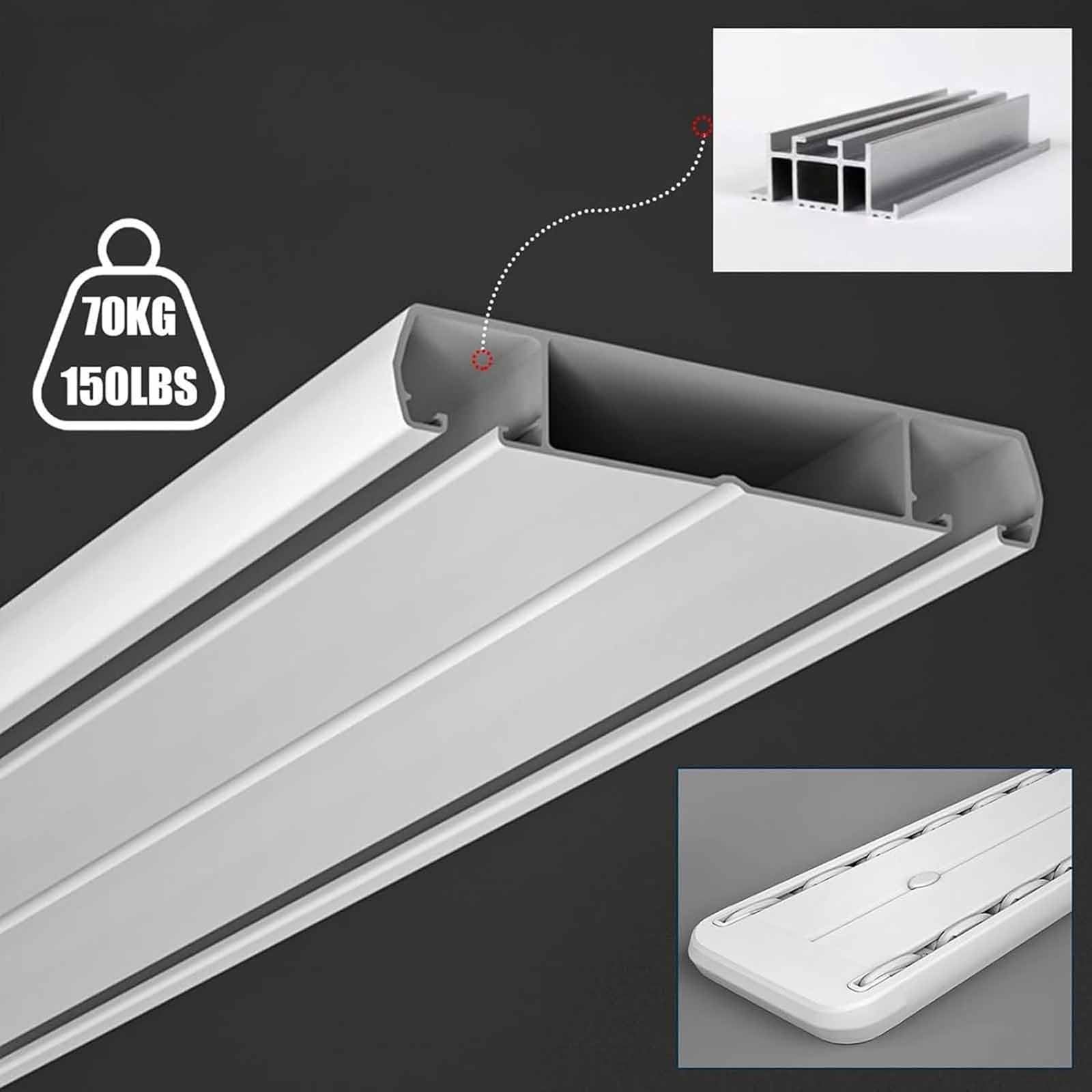 HLHHDFC Double Track Curtain Rail Ceiling Mounted, Silent Heavy 3.3 ft, White