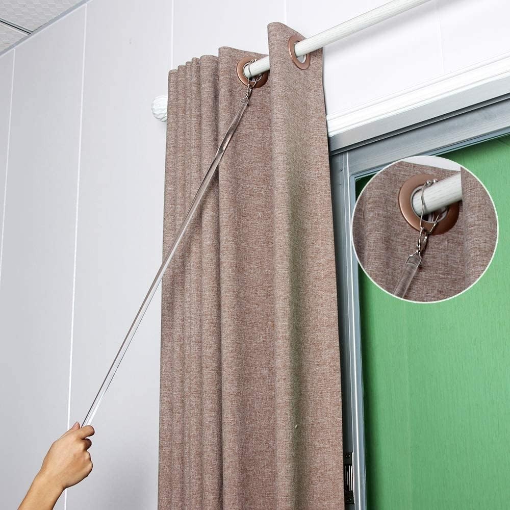 Curtain Pull Rod Set 2 Pack Acrylic Invisible Wardrobe Drapery Grommet Curtain
