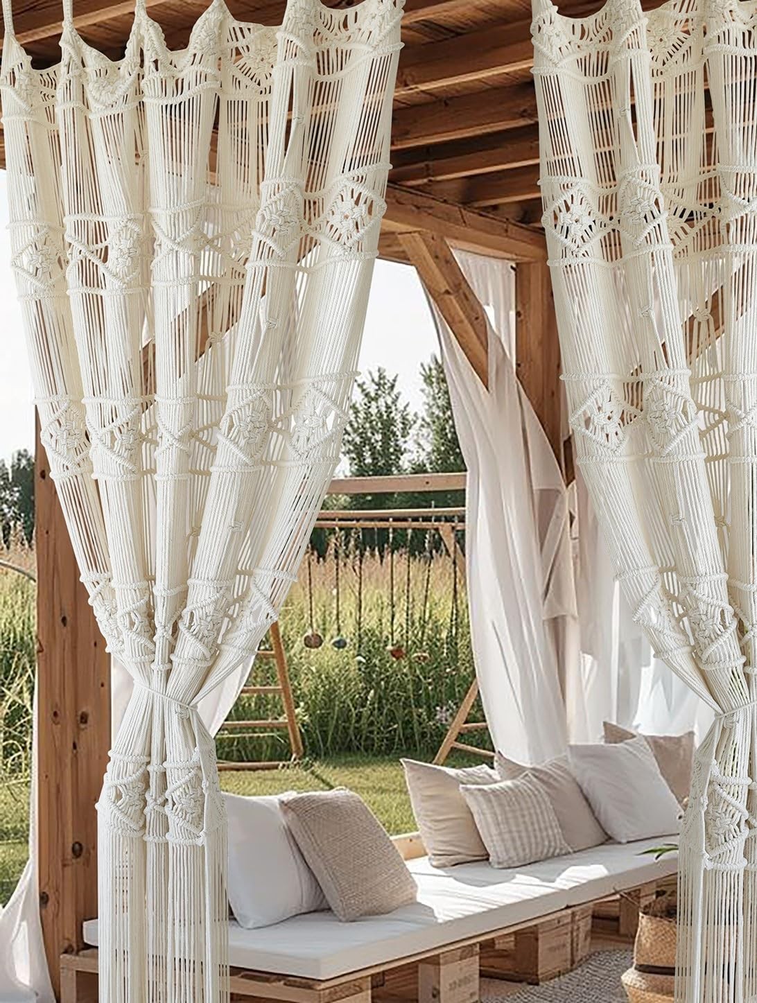 Macrame Curtain Handmade Woven Curtains, Door & Window Drapes,Divider Room Doorw
