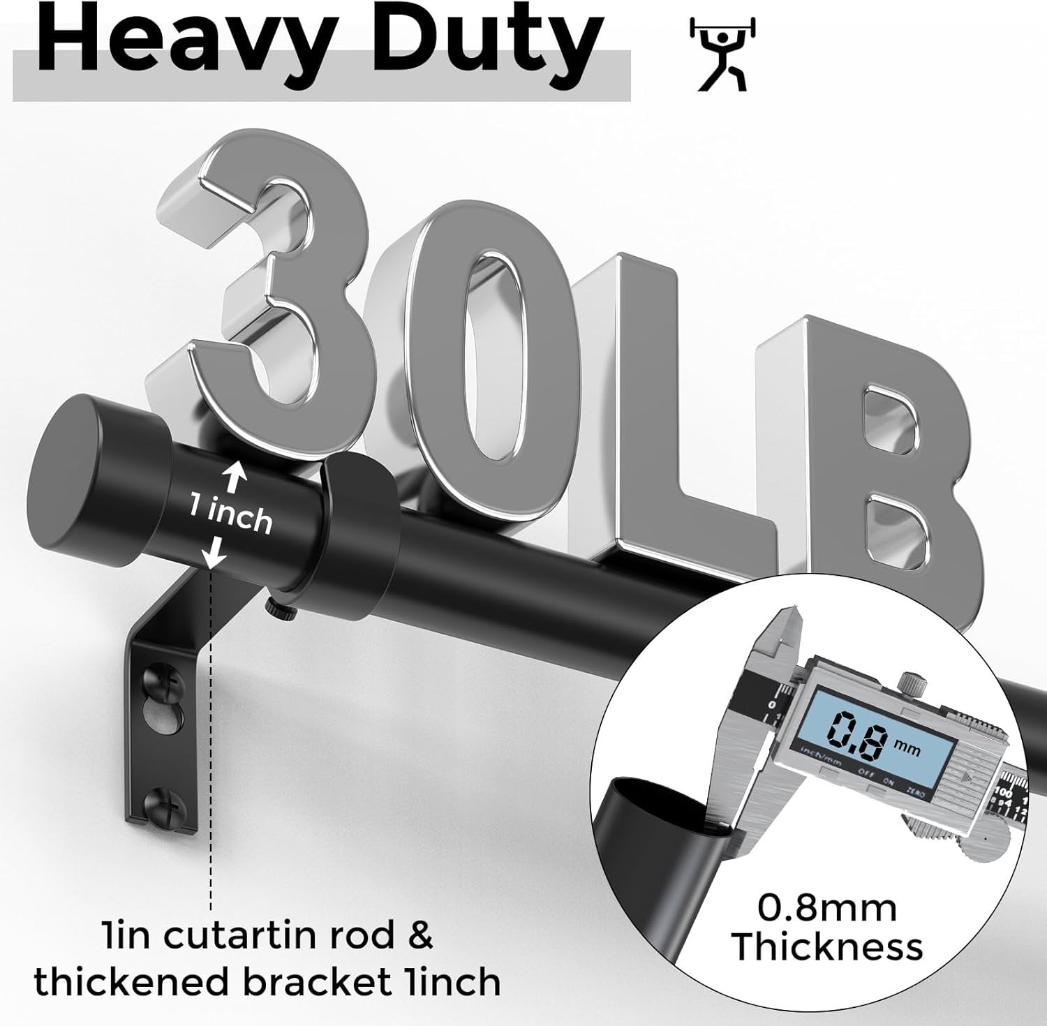 Curtain Rods for Windows 48 to 84 Inch4-7 Feet,Black 1” Diameter Drapery Rod…