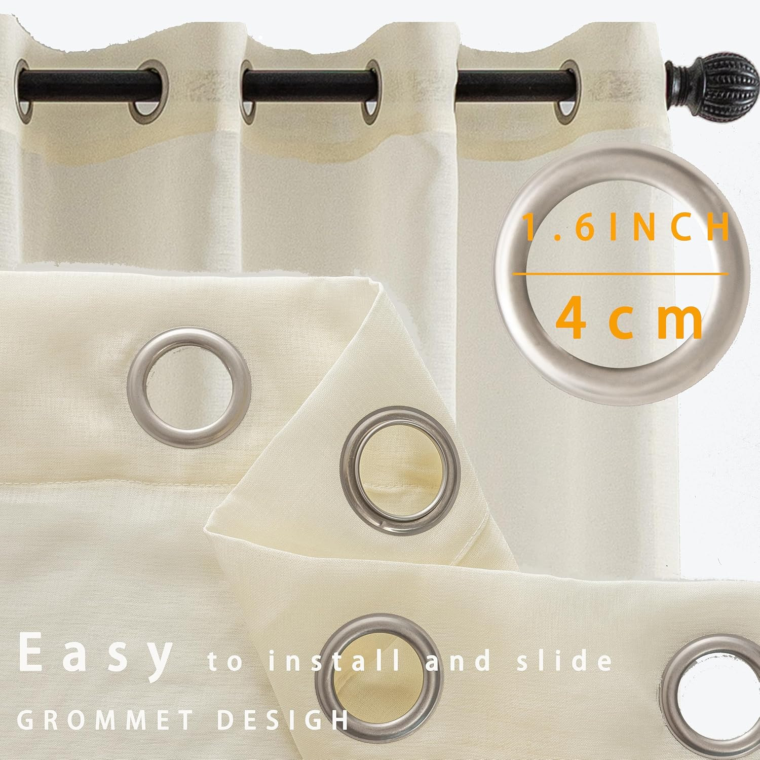20Ft Extra Long Sheer Curtains for Tall Windows, Cream Beige, 1 Panel 52×240