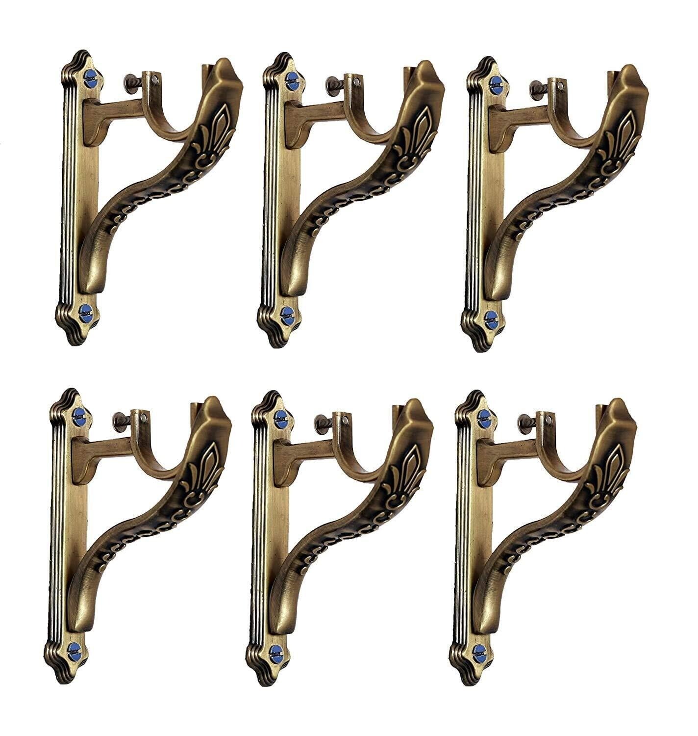 Antique Brass Designer Heavy Curtain Brackets/Holder for 1 Inch (Pack of 6 Pcs)