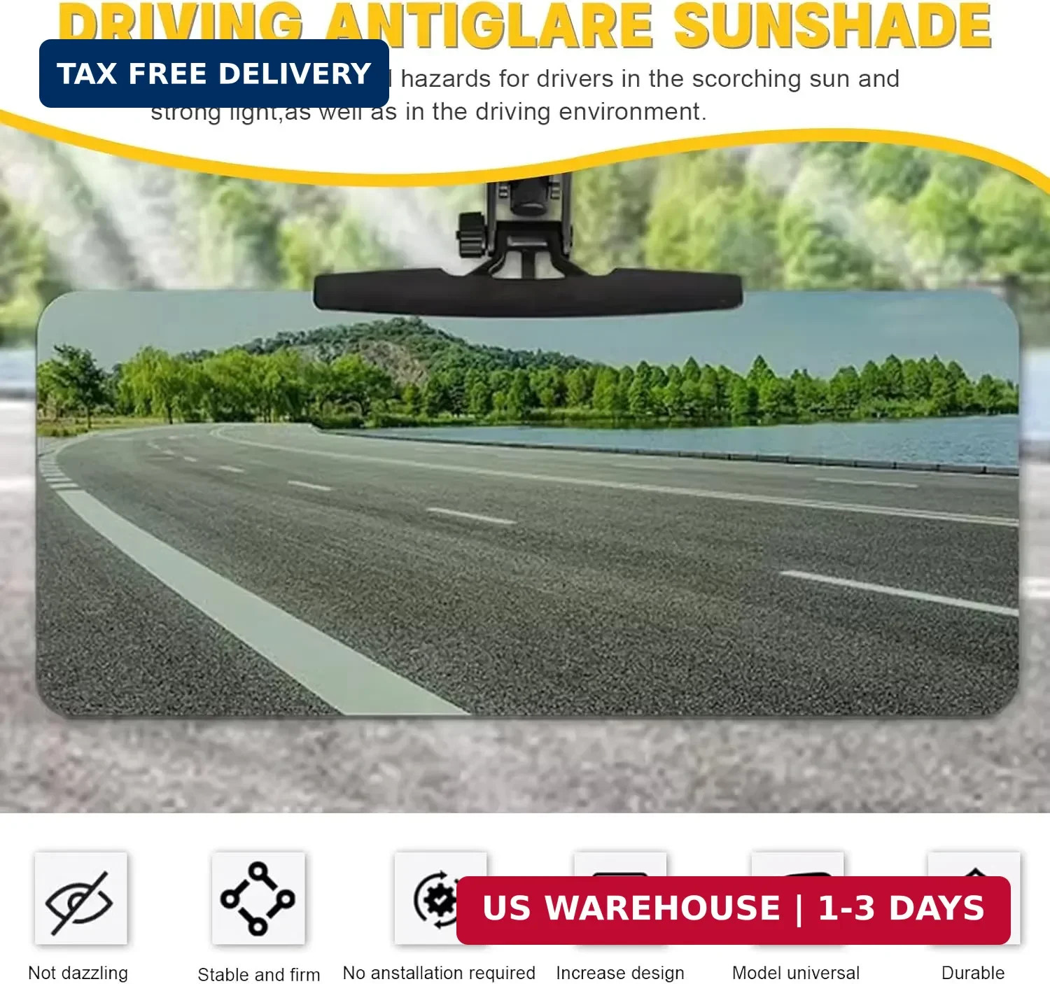 Universal Car Sun Visor Extension with Anti-Glare & UV Protection – Polarized Le
