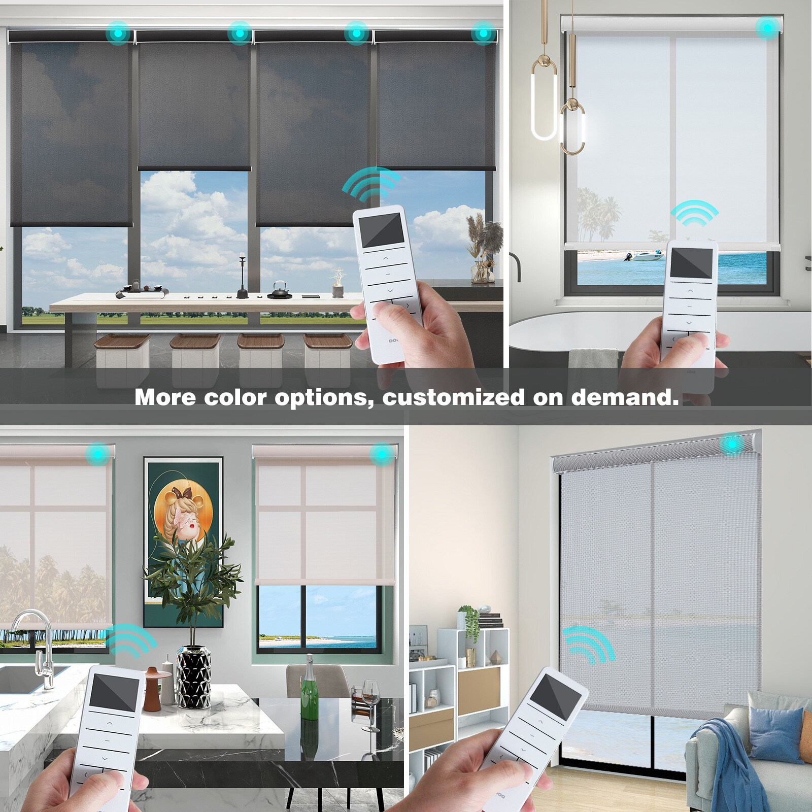 Light Filtering Motorized Waterproof Zebra Blind Roller Shade Window Blinds
