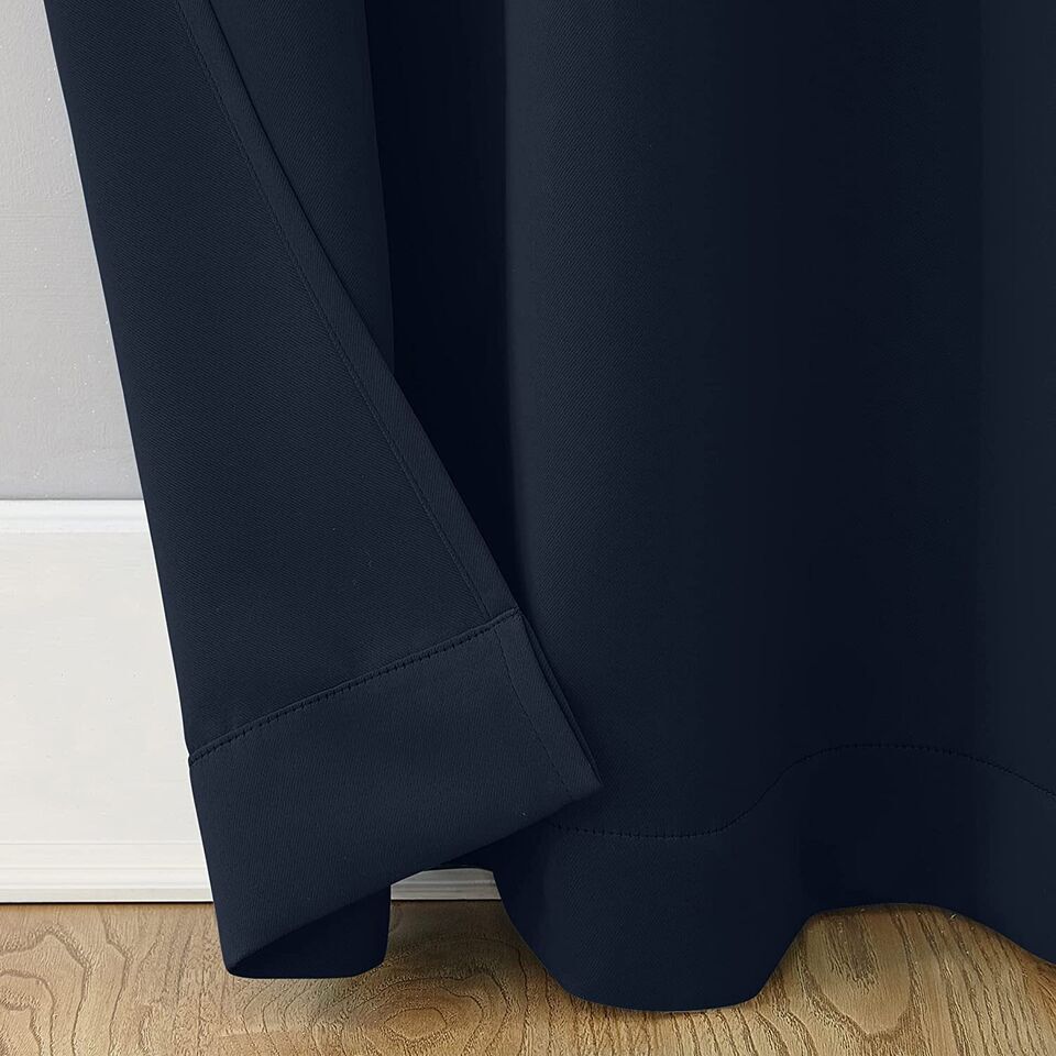 2 Piece Blue Room Darkening Blackout Grommet Door Window Curtains Set 5 7 9 Feet