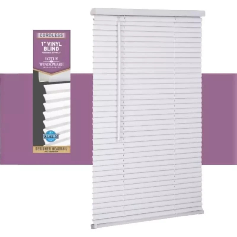 Set (2) Lotus & Windoware Cordless 1″ Vinyl Blinds 24″ x 72″ White
