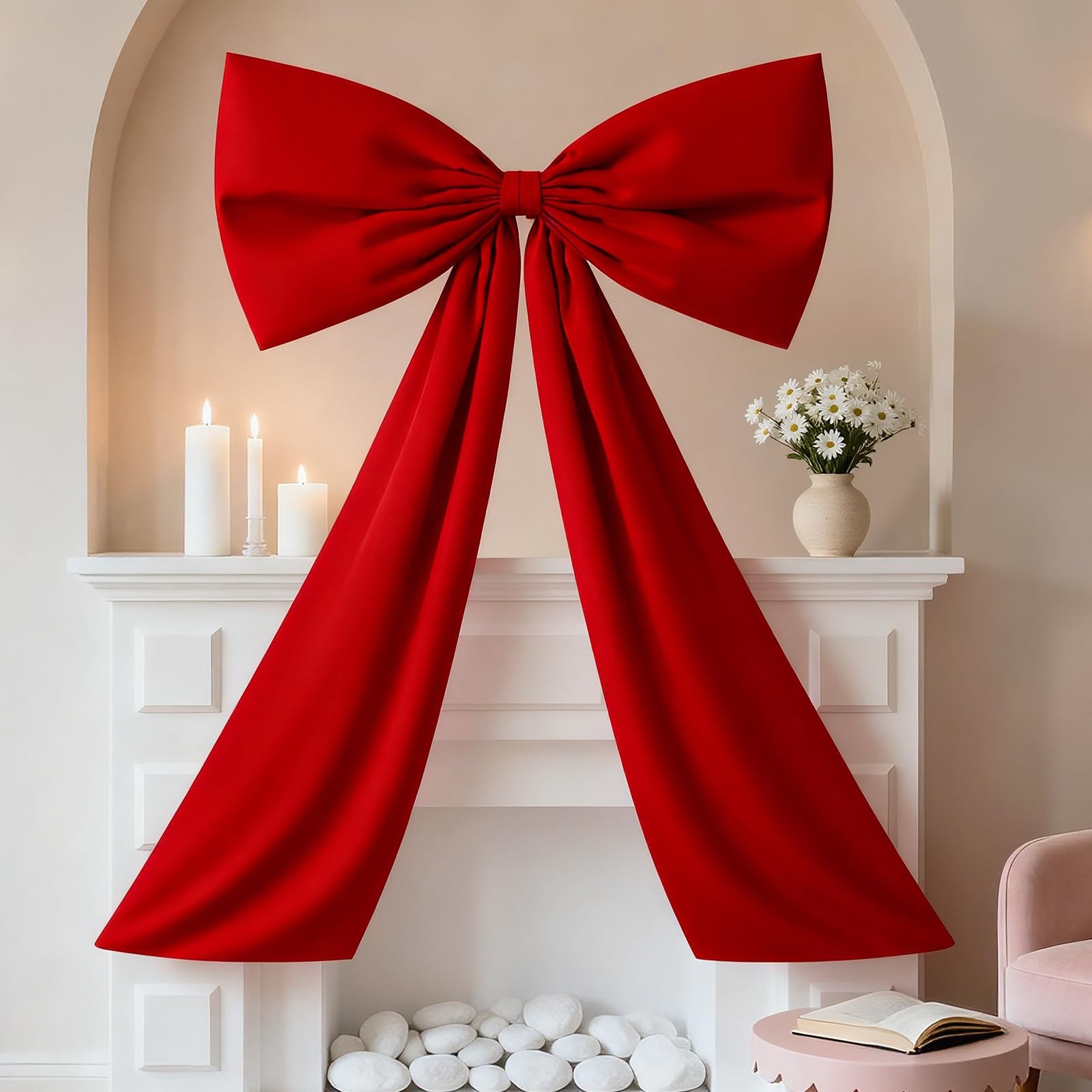 1 PCS Red Large Bow Decor Giant Ribbon Tie Birthday Party Backdrop 24×36 In