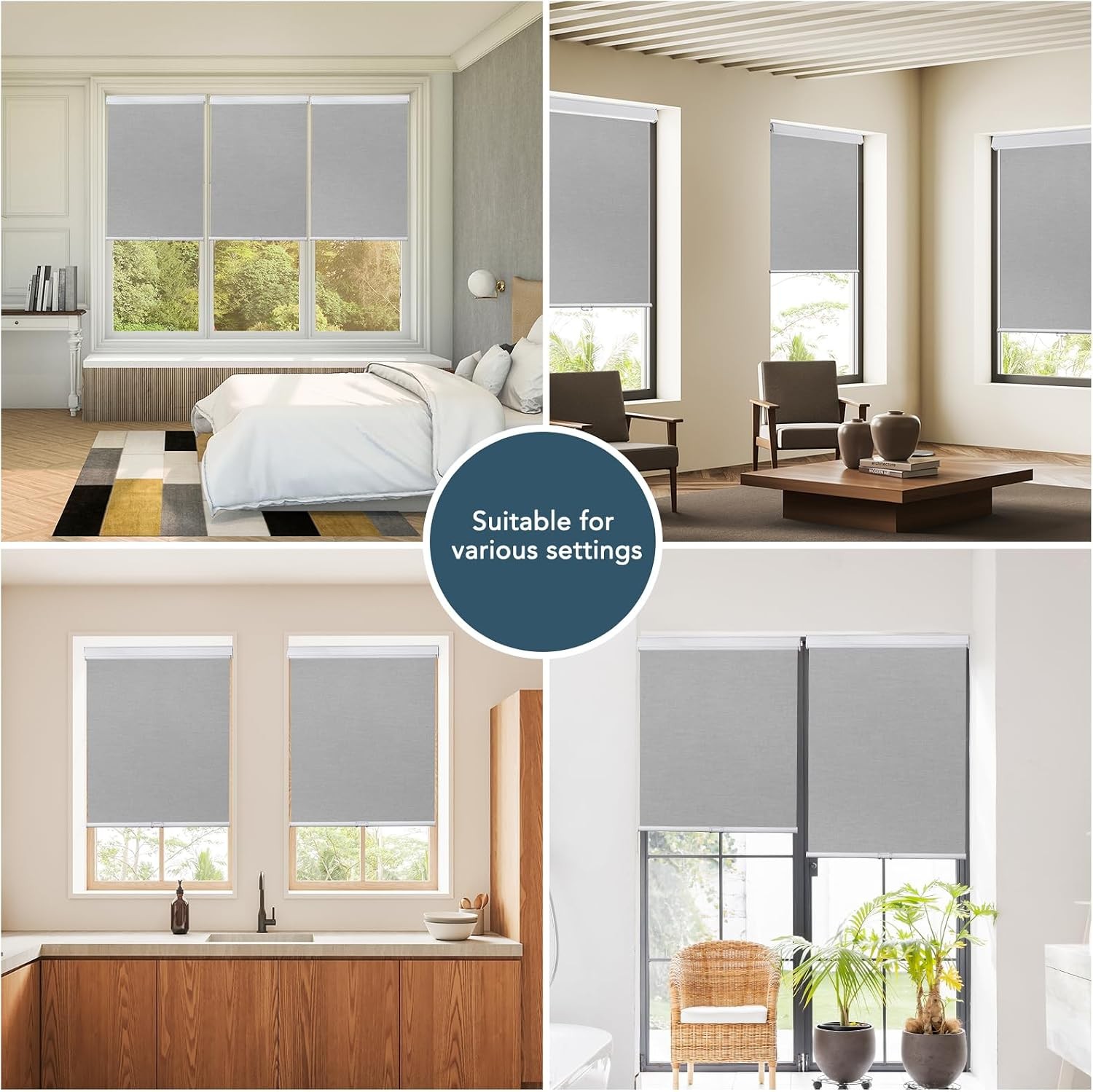 Roller Window Shades Free-Stop Cordless Blackout Blinds, Thermal Insulated Pull
