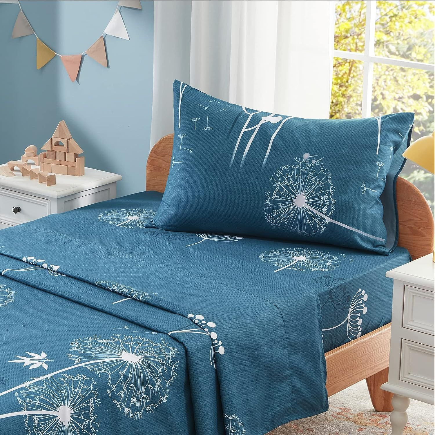 Homiest 3pcs Dandelion Flower Sheets Twin Size Twin, – Teal