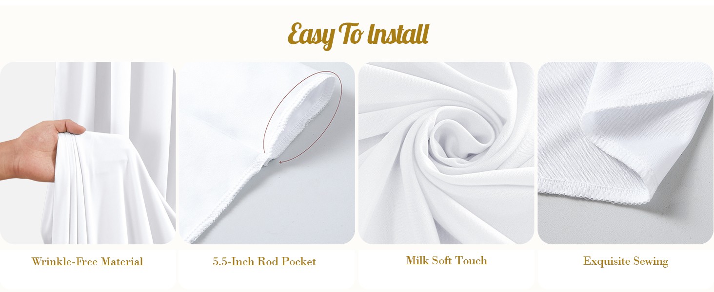 40x10ft White Backdrop Curtains for Parties Wedding Photo Wrinkle White Drapes