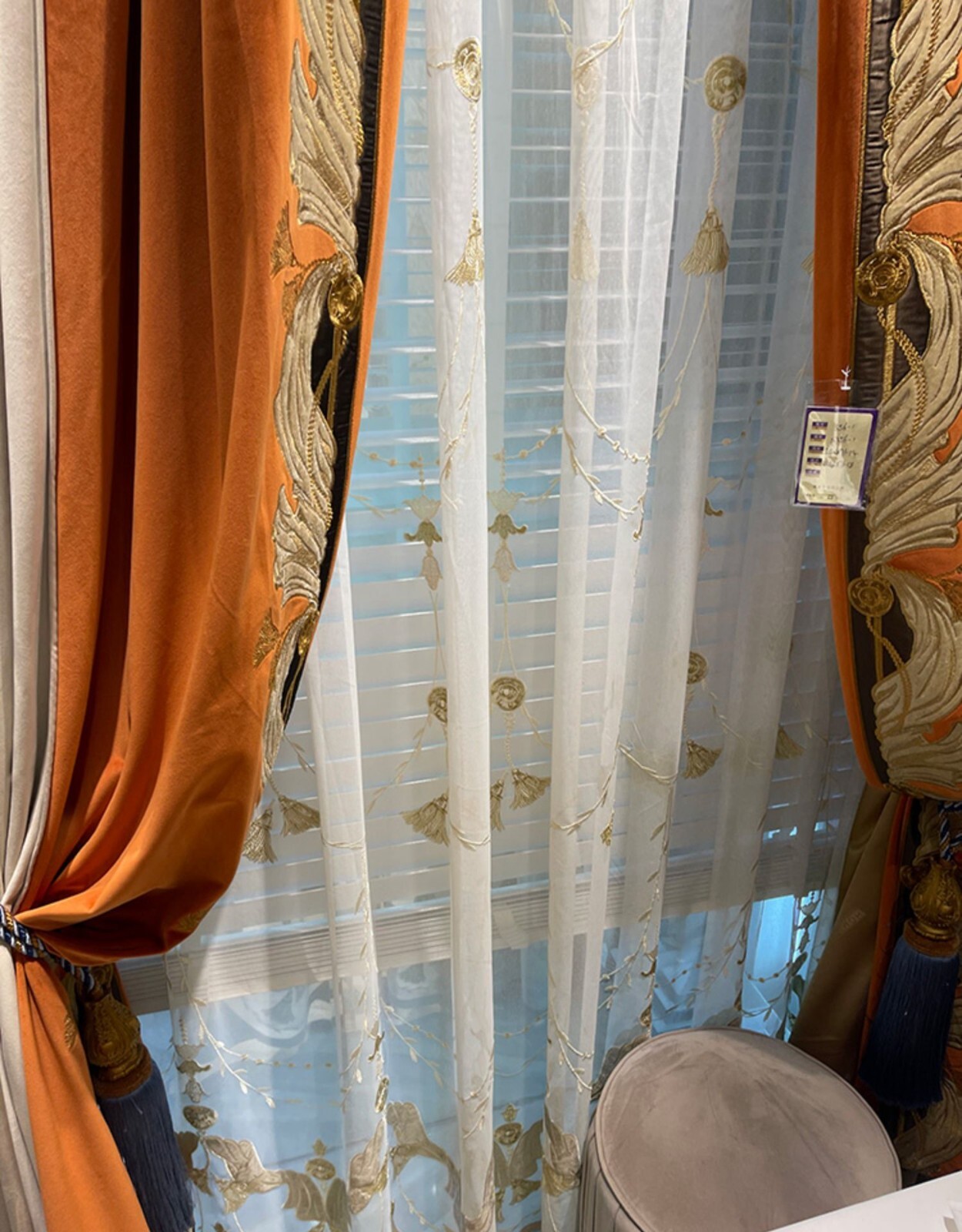 high-grade flannelette orange velvet cloth valance blackout curtain drape C1912