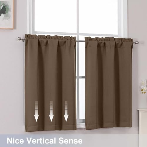 Short Blackout Curtains 36 Inch Length, Small 30″W x 36″L (Pack of 2) Brown