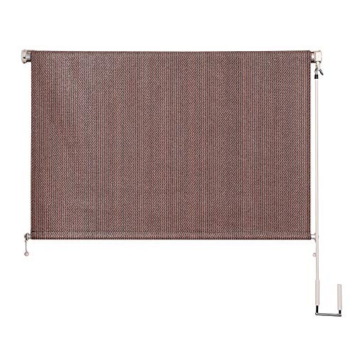 Cross Land Outdoor Roller Sun Shade Cordless Crank 60 x 72 in Mocha