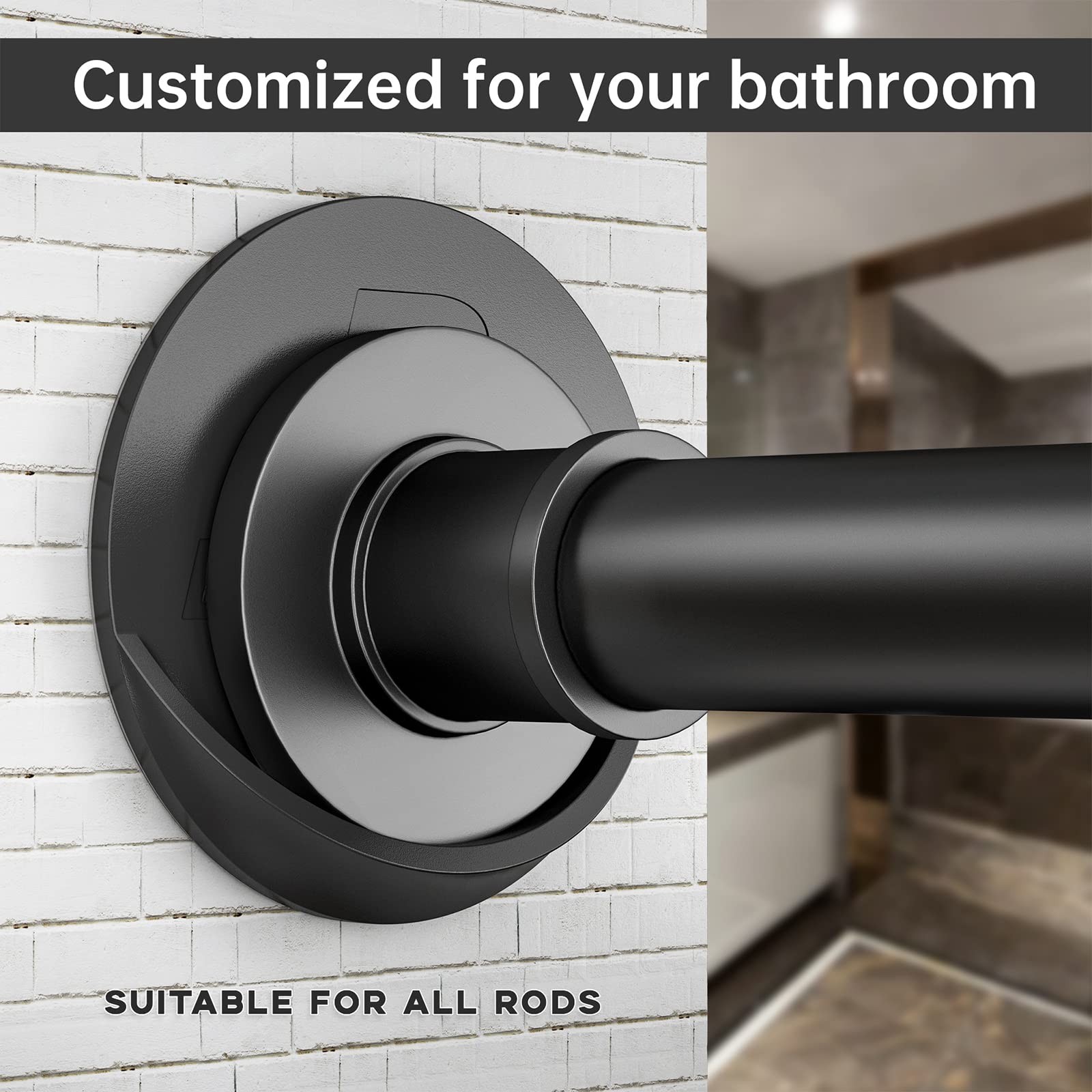 BRIOFOX Shower Curtain Rod Holder 3M 3.25 inches x inches, Black