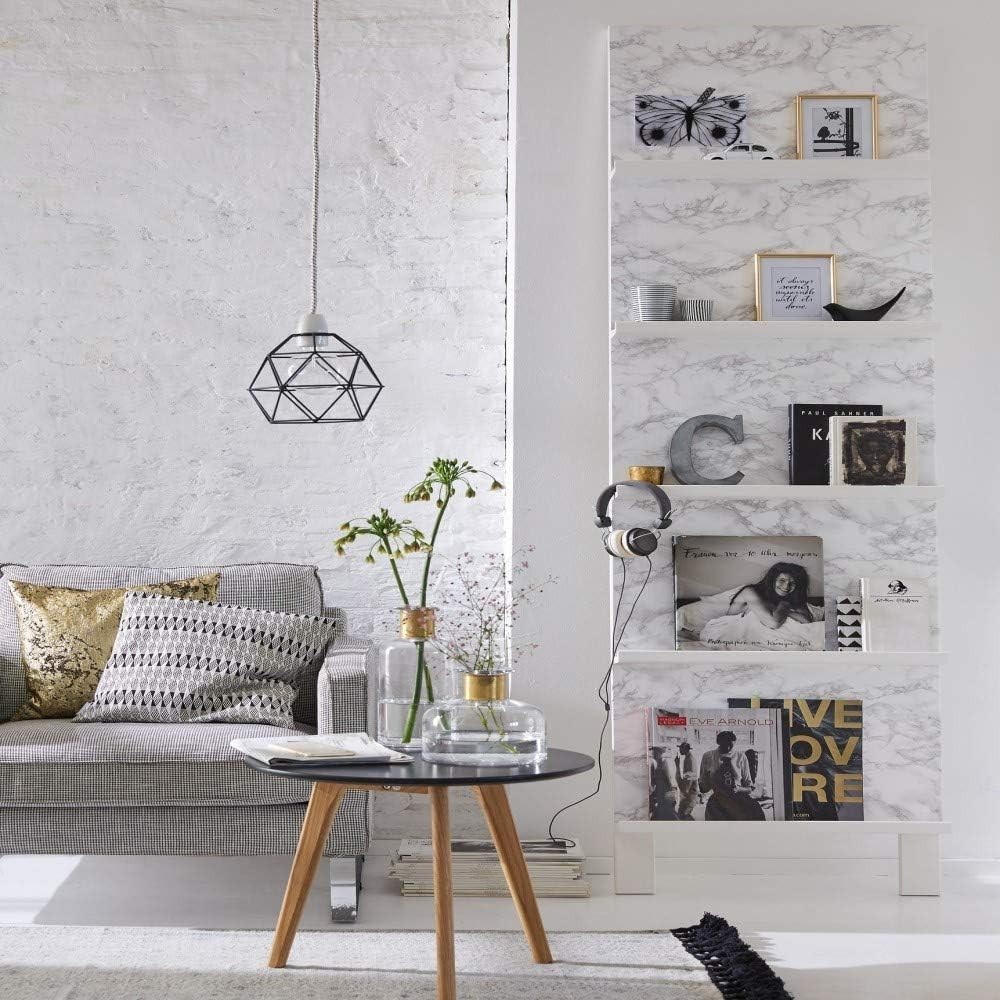 Transform Your Space: Grey Marble Peel-and-Stick Film, 2 Rolls 26″ x 78″
