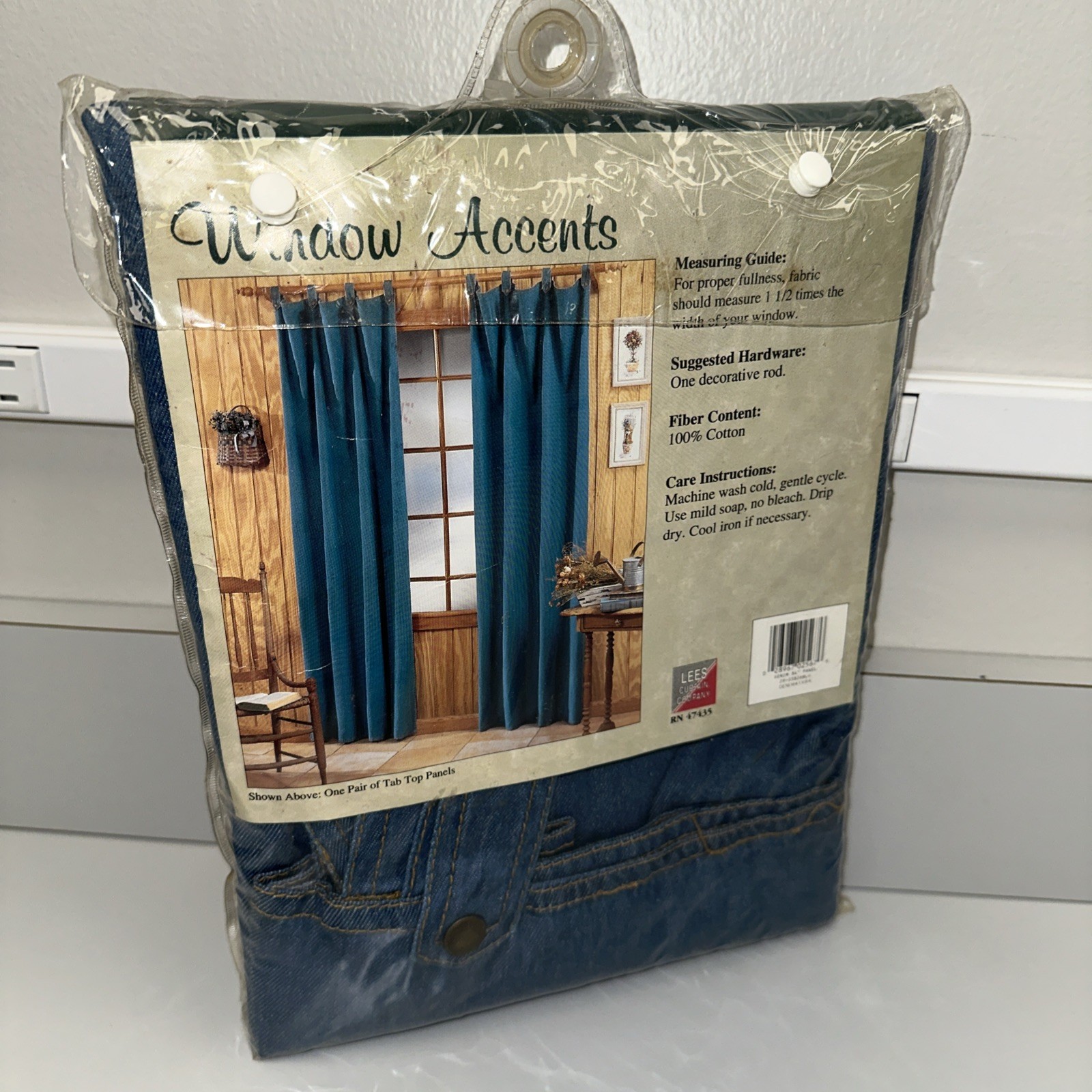 Blue Denim Snap Tab Curtain Panel 41″ x 84″ One Snap Tab Top Panel 100% Cotton
