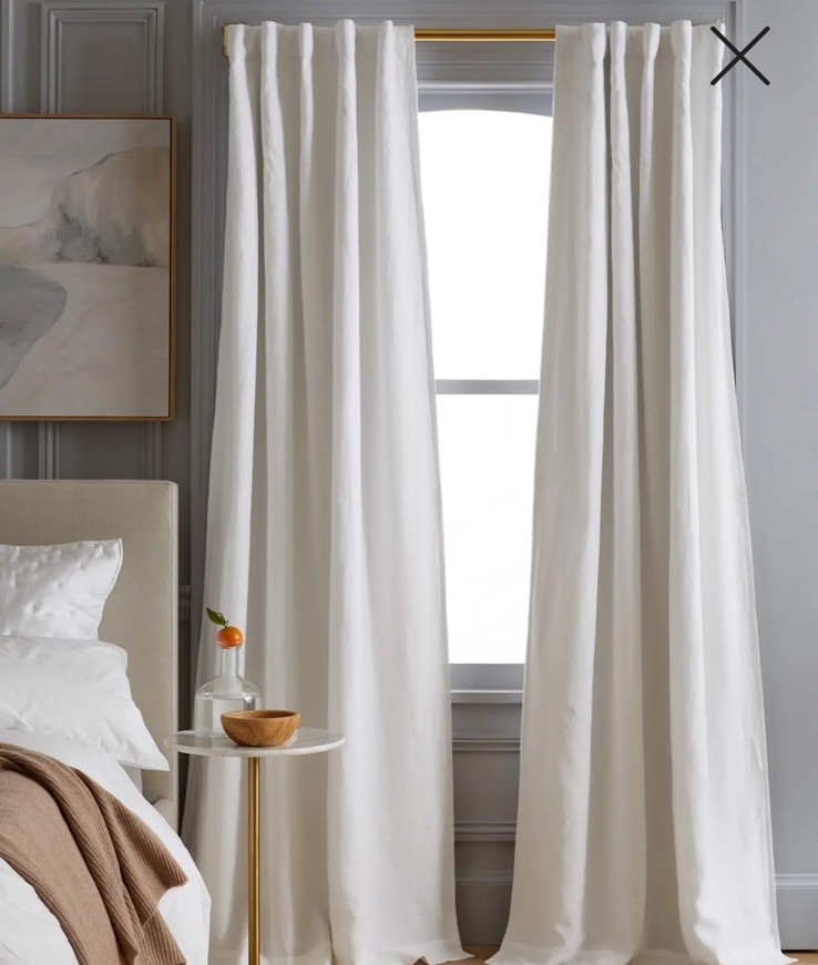 NWOT Quince European Linen Room Darkening Curtain Panel Set Of 2 WHITE 48 X 84