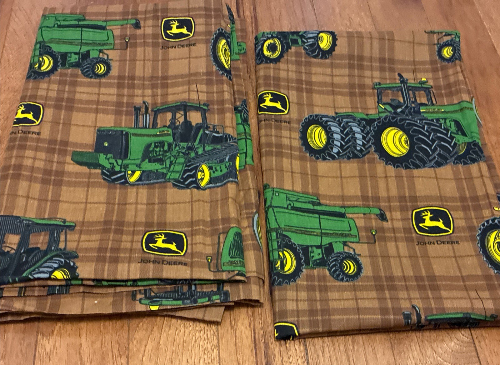 John Deere Curtain Panel Tie Back Set 40” X 66” 4pc Lot Green Brown Tractor NWOT