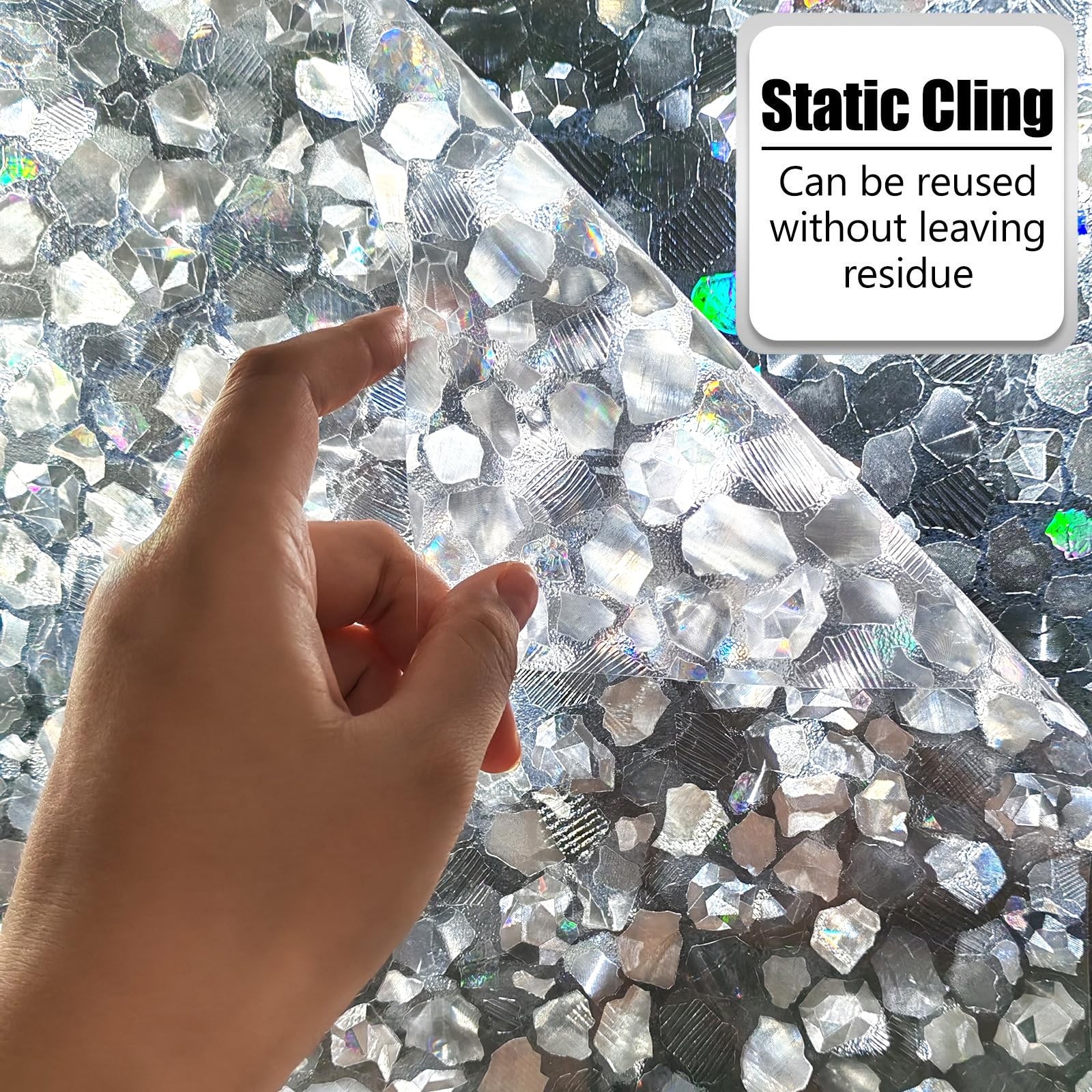 Window Privacy Film, Pebble Decorative Static Cling Glass Sticker No Glue Rem…