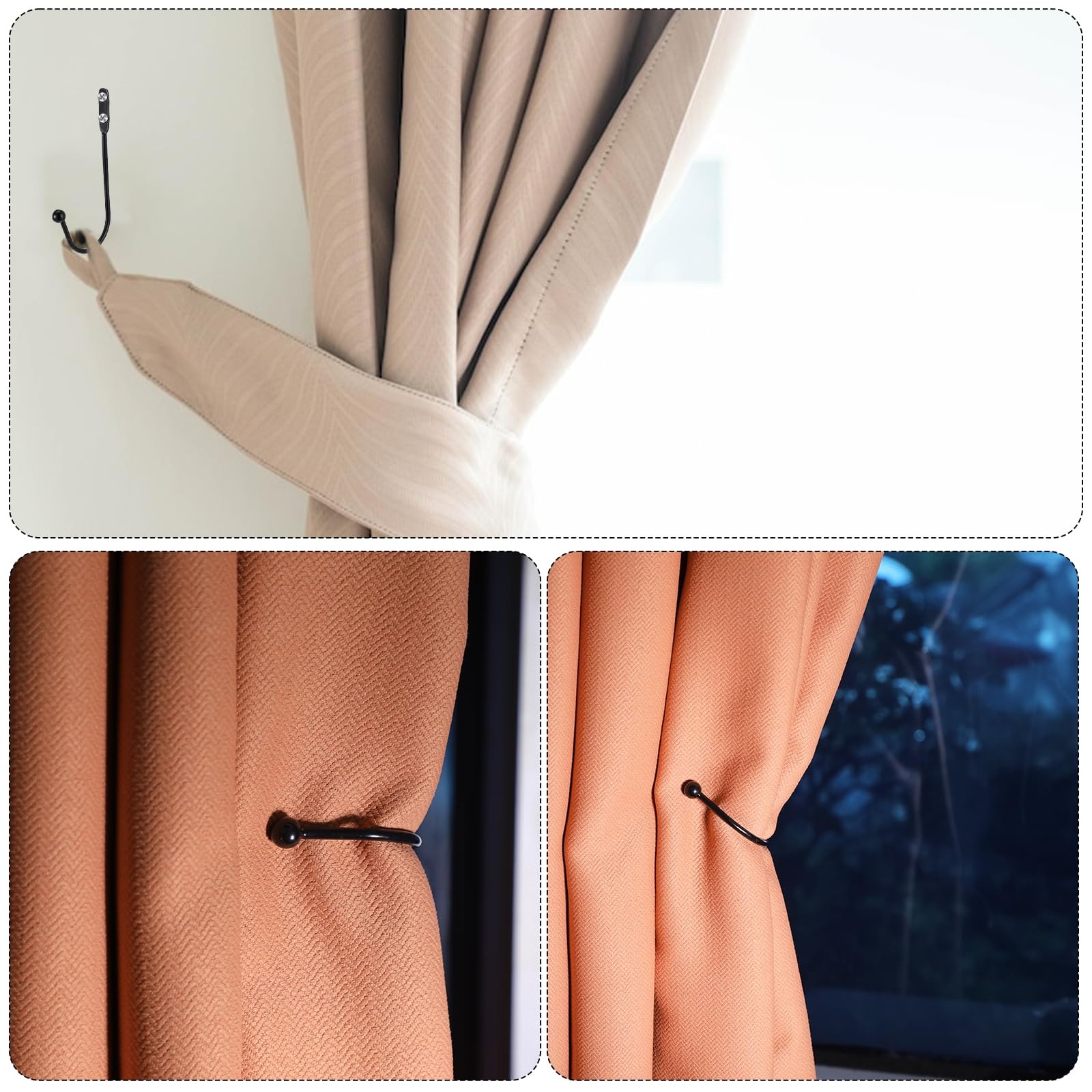 Curtain Tie Backs Metal Wall Mounted Decorative Holdbacks, for Drapes Wall
