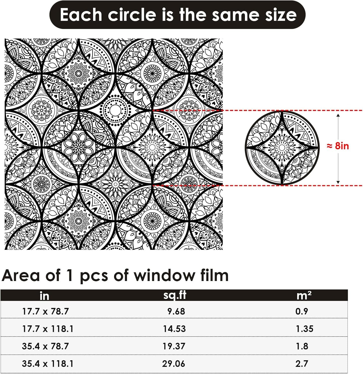 DKTIE Boho Stained Glass Look Window Privacy Film with Installation Tools, Decor