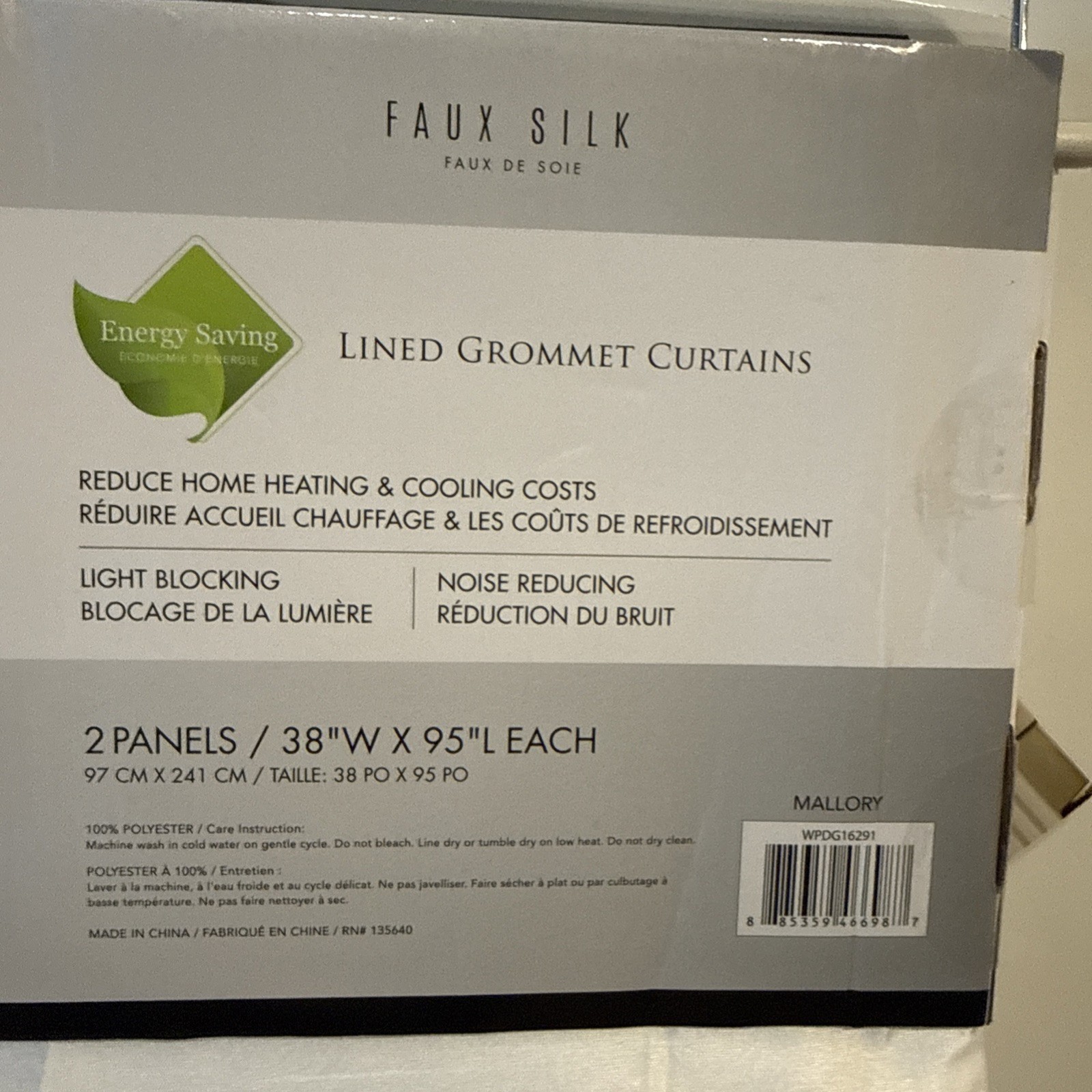 Grommet Top Window Curtain Panels Lined Energy Saving Blackout Drapes 2PC 38×95”